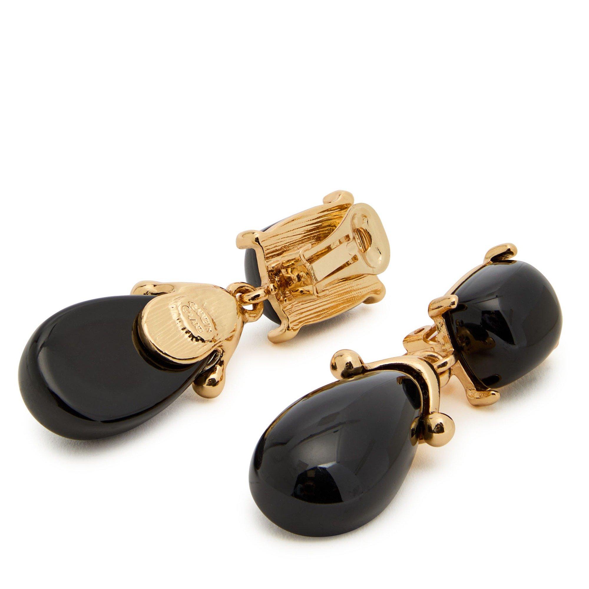 BLACK - Kenneth Jay Lane - black square top and drop clip - 2