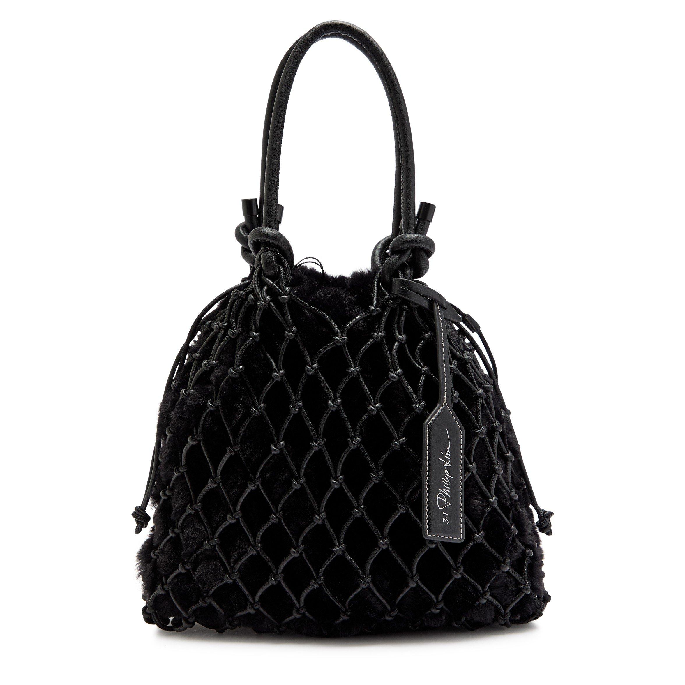 BLACK - Philip Lim - AC FAUX FUR MACRAME MINI SAC