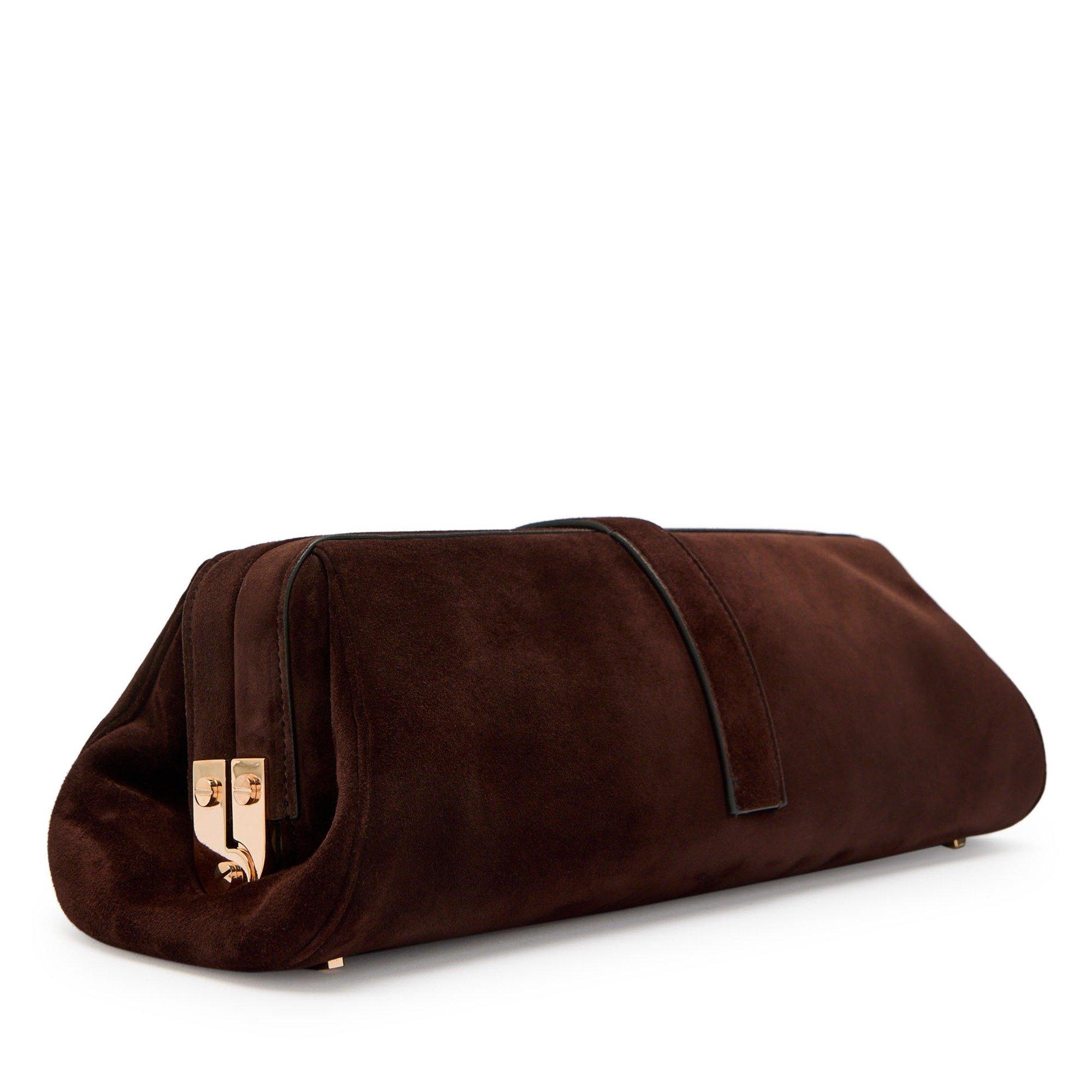 DARK BROWN - Gabriela Hearst - Women's Baguette Suede Bag - 2