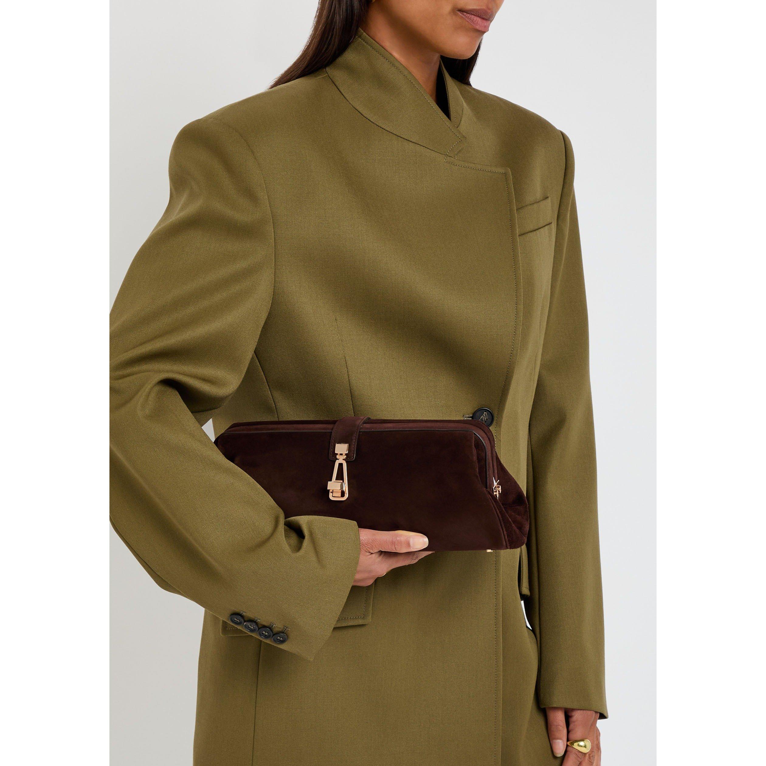 DARK BROWN - Gabriela Hearst - Women's Baguette Suede Bag - 3