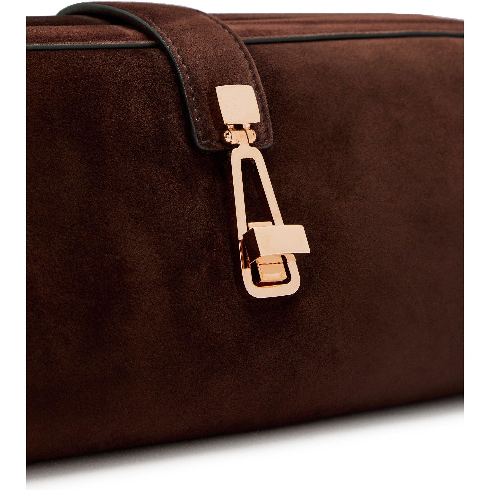 DARK BROWN - Gabriela Hearst - Women's Baguette Suede Bag - 4