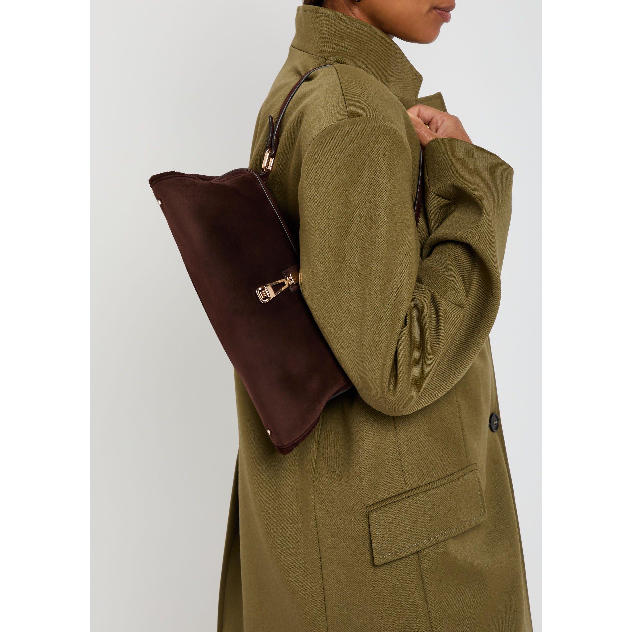 DARK BROWN - Gabriela Hearst - Women's Baguette Suede Bag - 6