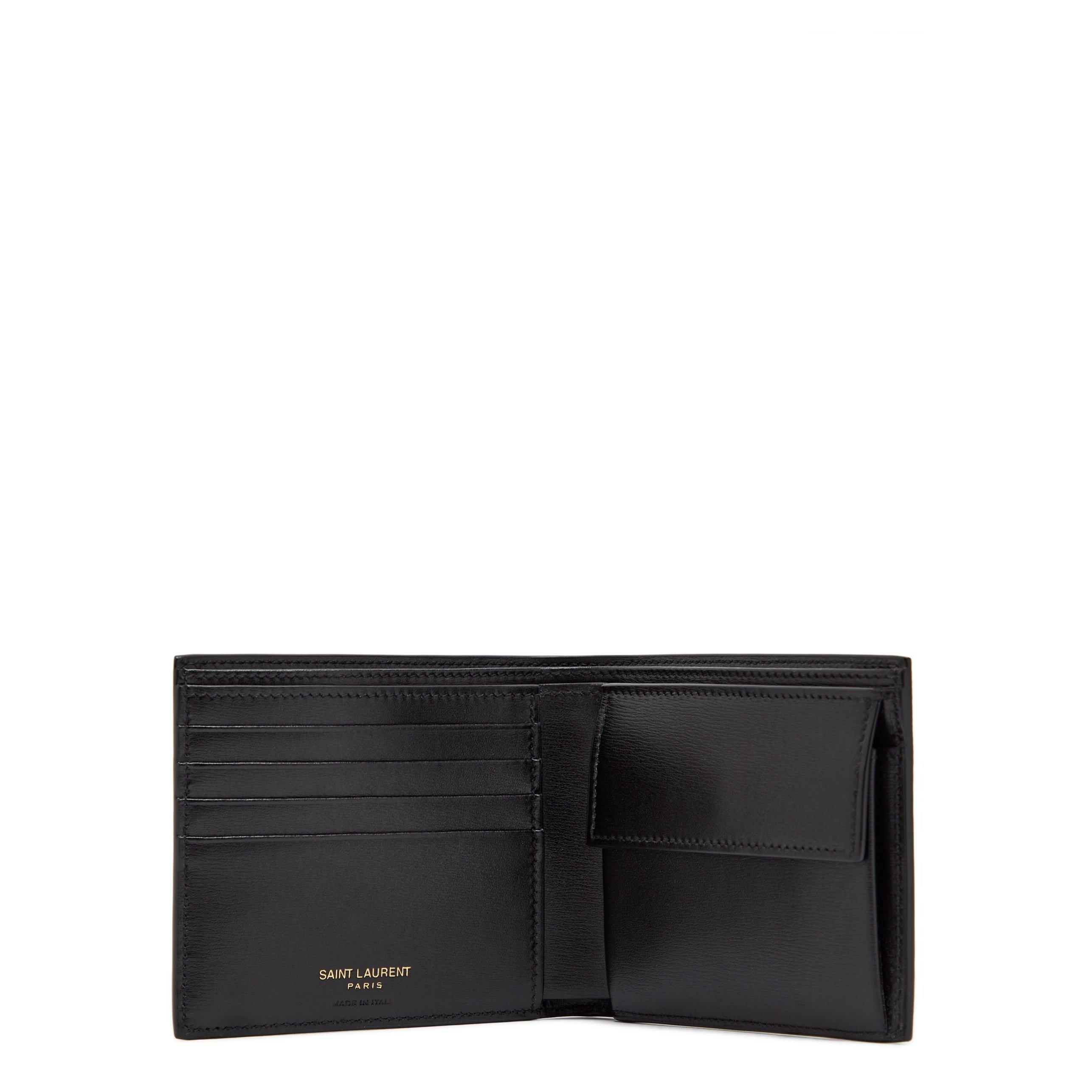 BLACK - Saint Laurent - Men's Tiny Leather Logo Billfold Wallet - 3