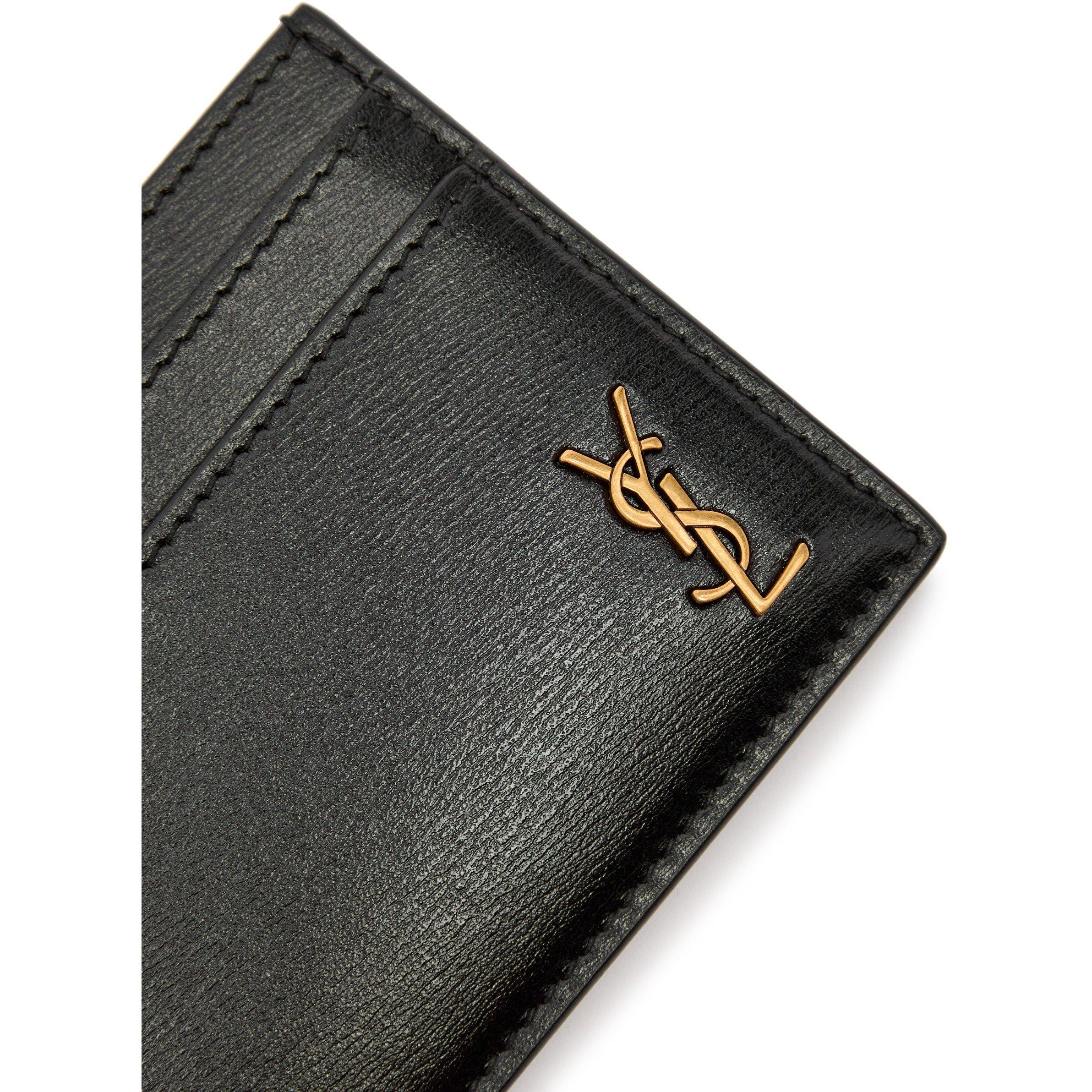 BLACK - Saint Laurent - Men's Tiny Logo Leather Card Holder - 3