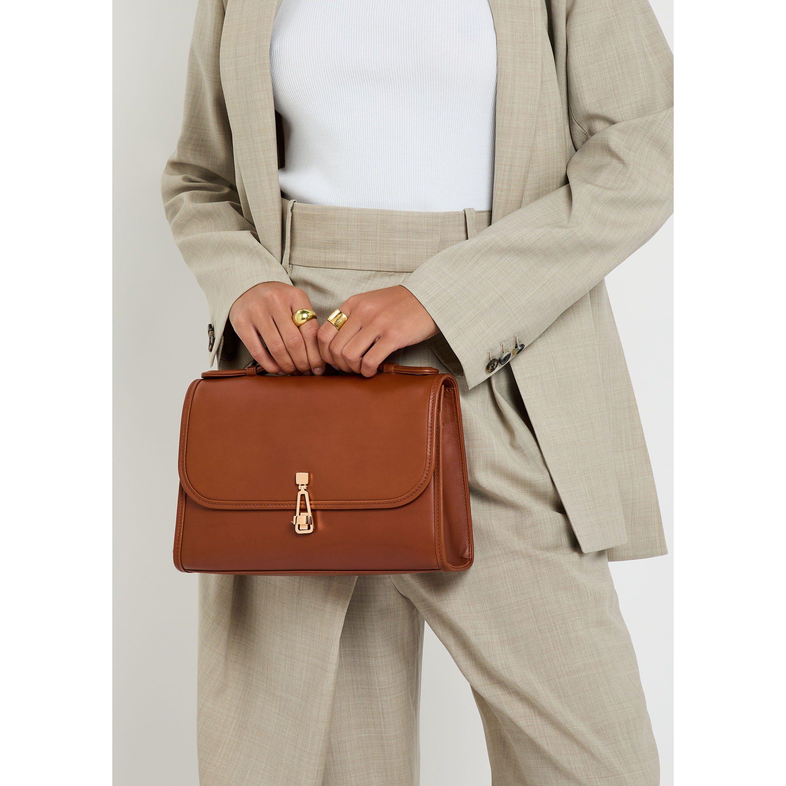 TAN - Gabriela Hearst - Women's Leonora Medium Leather Shoulder Bag - 3