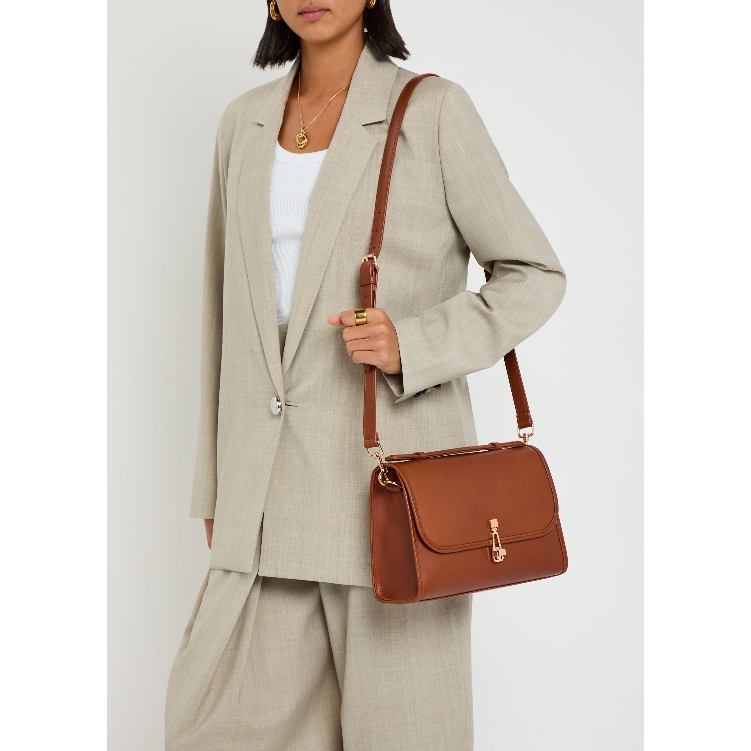 TAN - Gabriela Hearst - Women's Leonora Medium Leather Shoulder Bag - 6