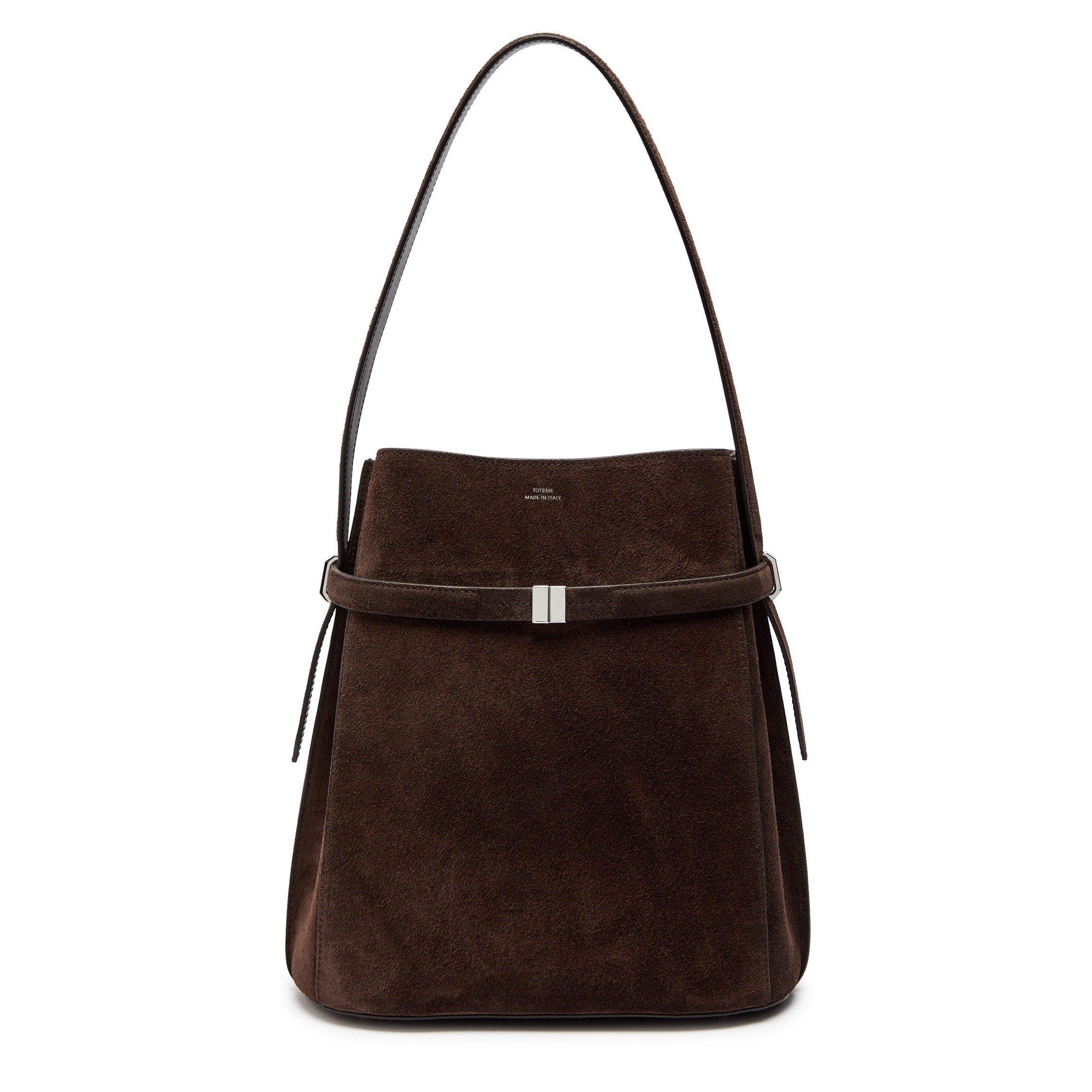BROWN - Toteme - BELTED SUEDE BUCKET BAG