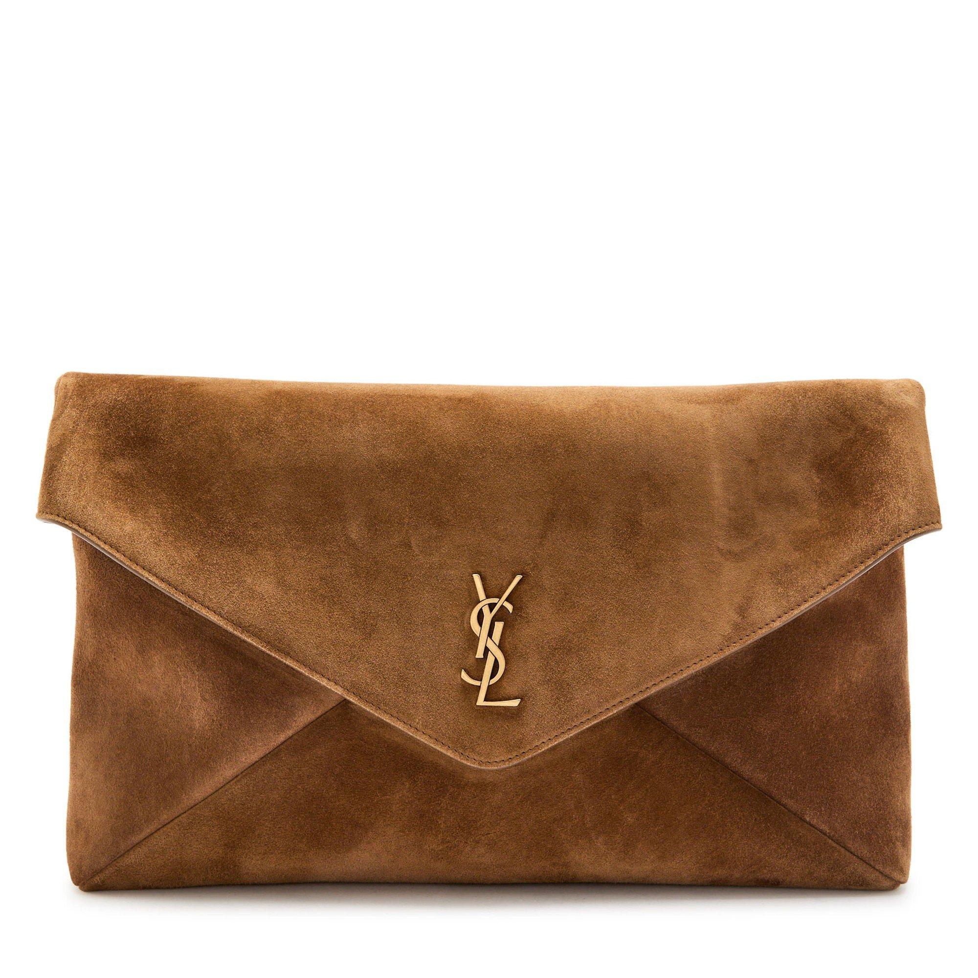 BROWN - Saint Laurent - SOFT LOGO ENVELOPE POUCH SUEDE - 1