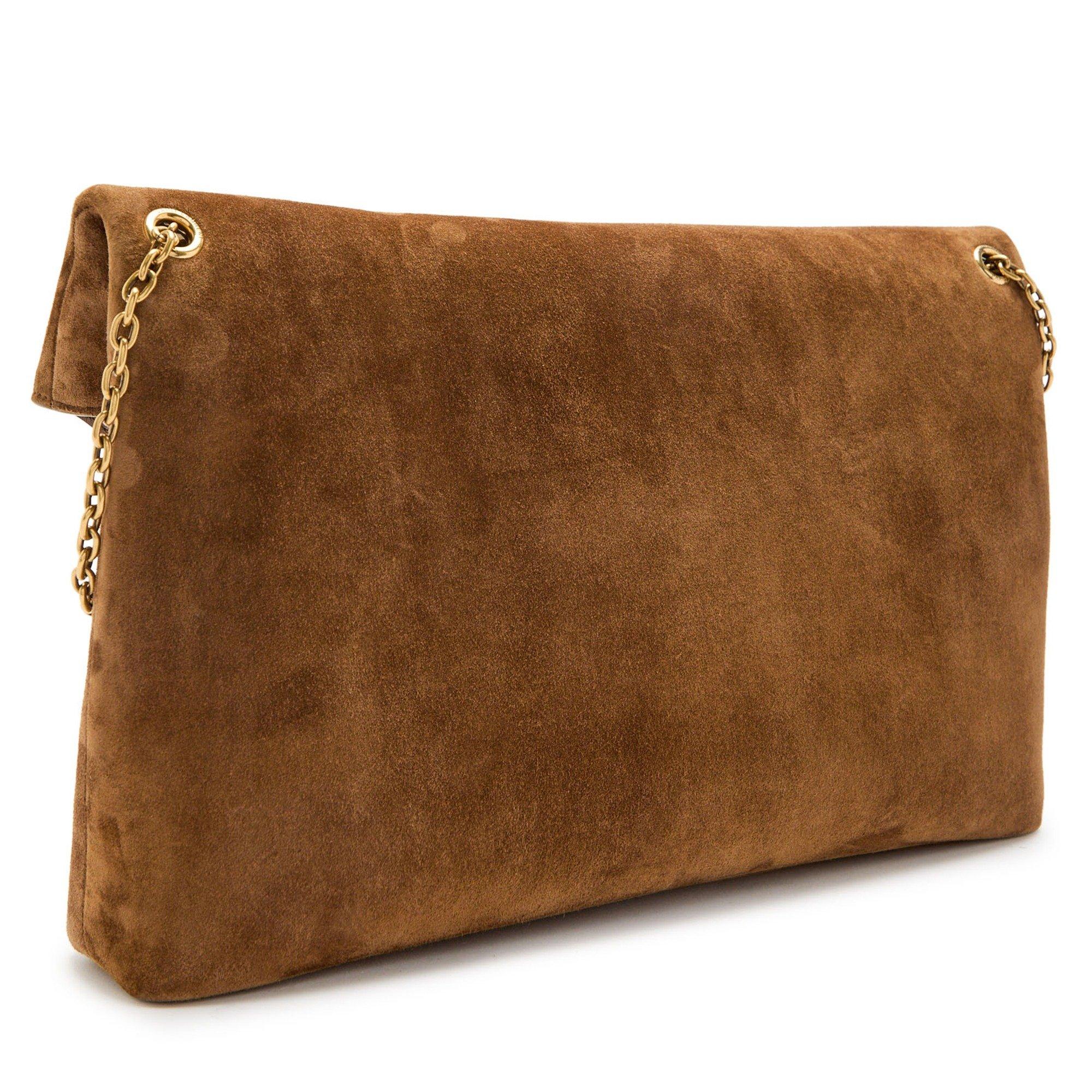 BROWN - Saint Laurent - SOFT LOGO ENVELOPE POUCH SUEDE - 2