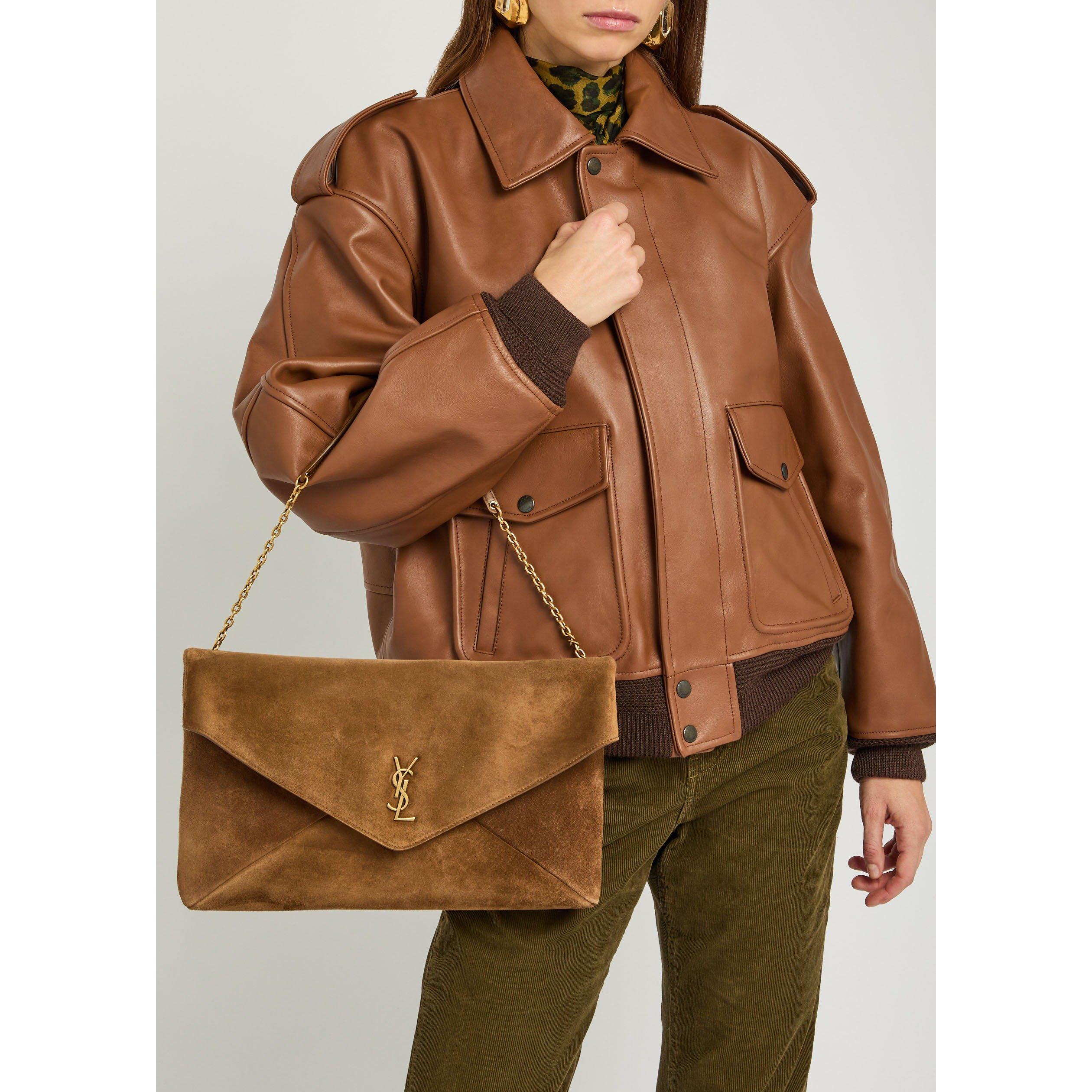 BROWN - Saint Laurent - SOFT LOGO ENVELOPE POUCH SUEDE - 3
