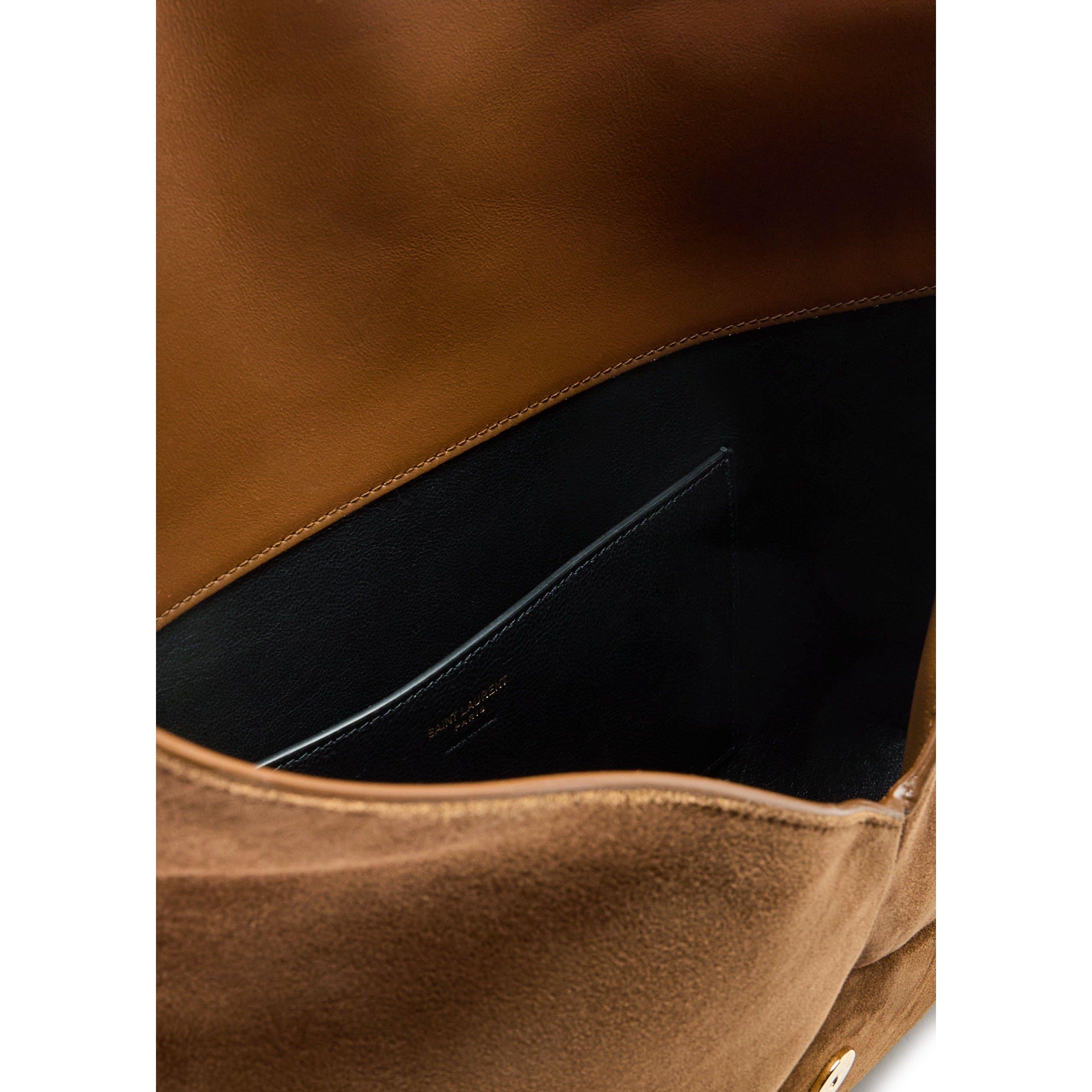 BROWN - Saint Laurent - SOFT LOGO ENVELOPE POUCH SUEDE - 5