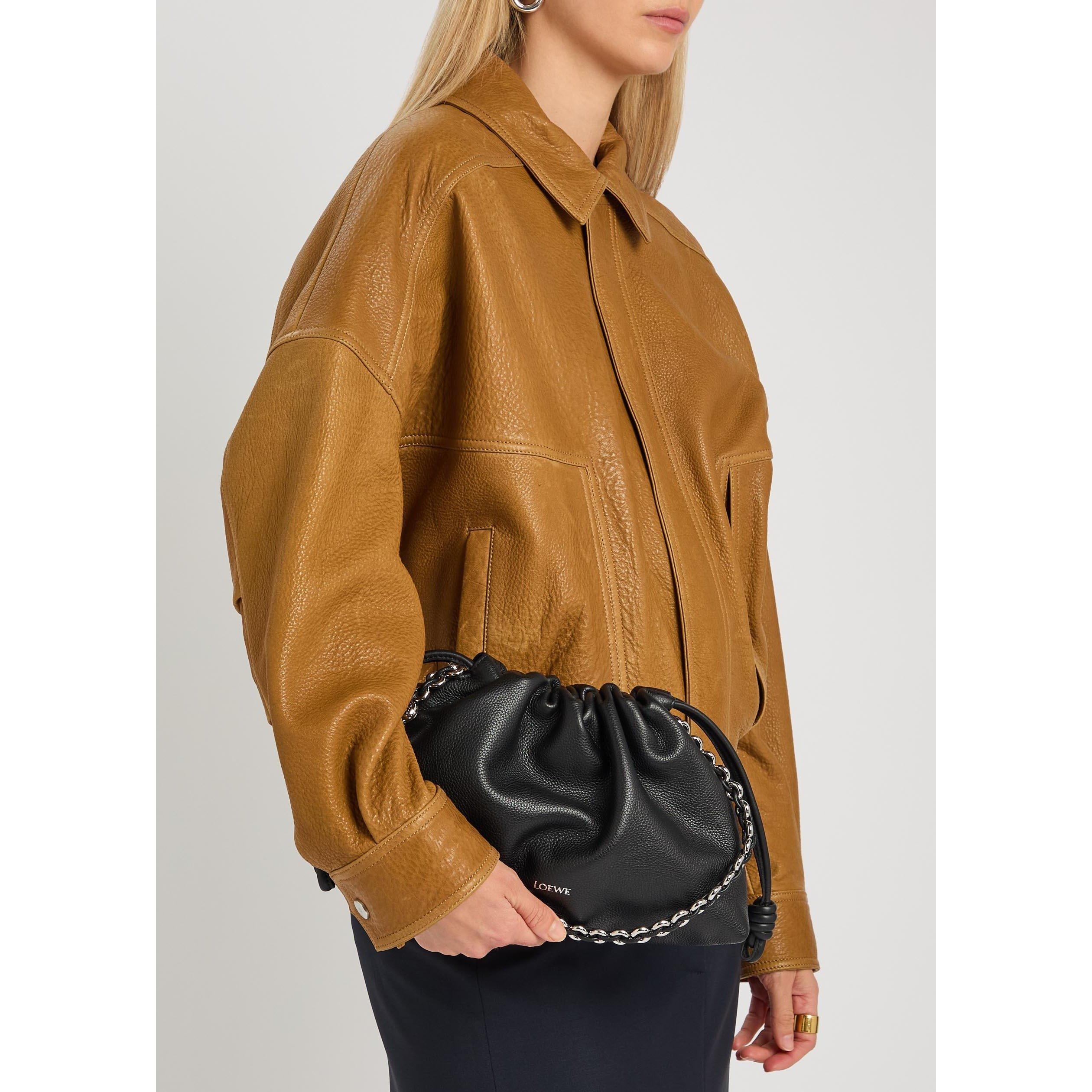 BLACK - Loewe - Women's Flamenco Medium Leather Shoulder Bag - 3