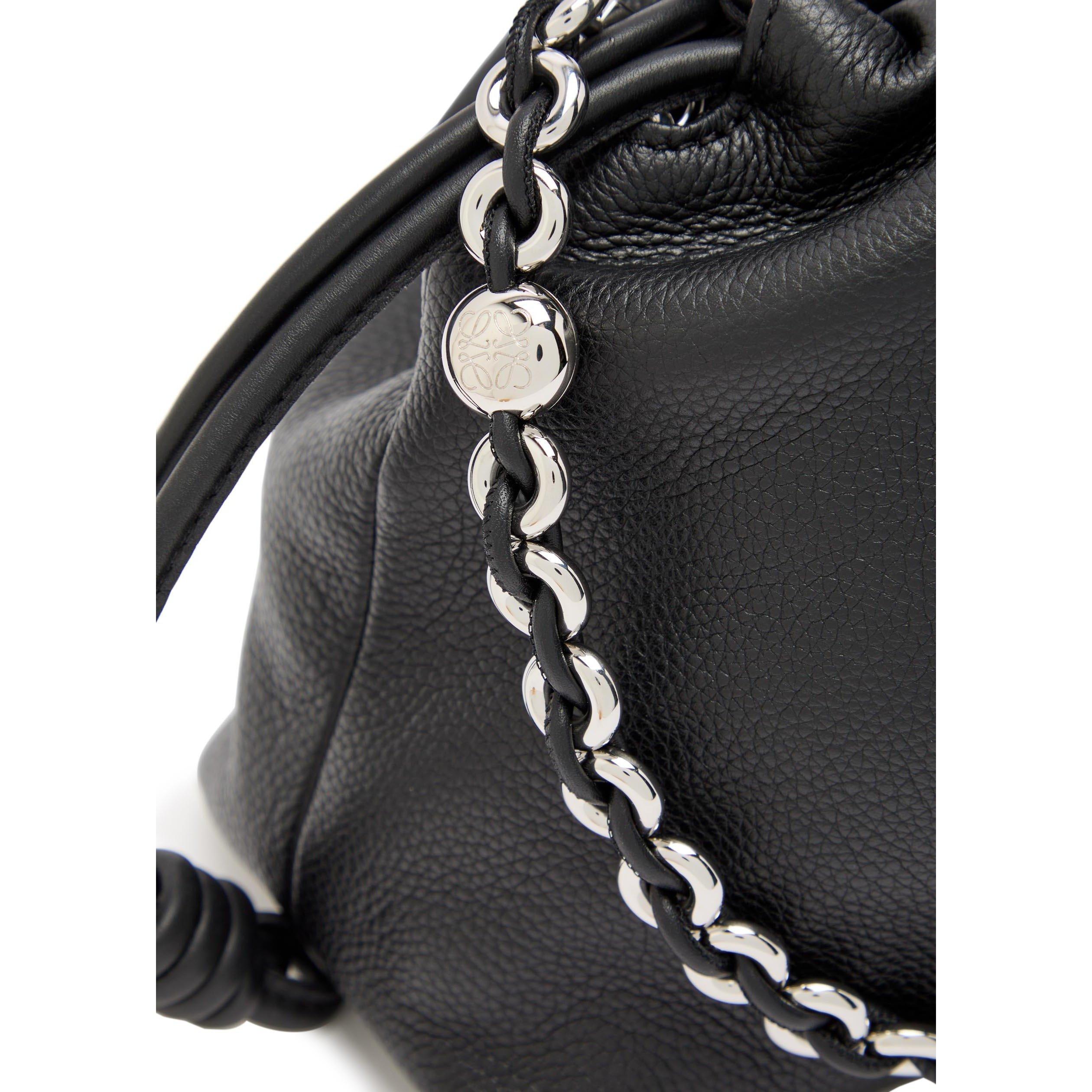 BLACK - Loewe - Women's Flamenco Medium Leather Shoulder Bag - 4