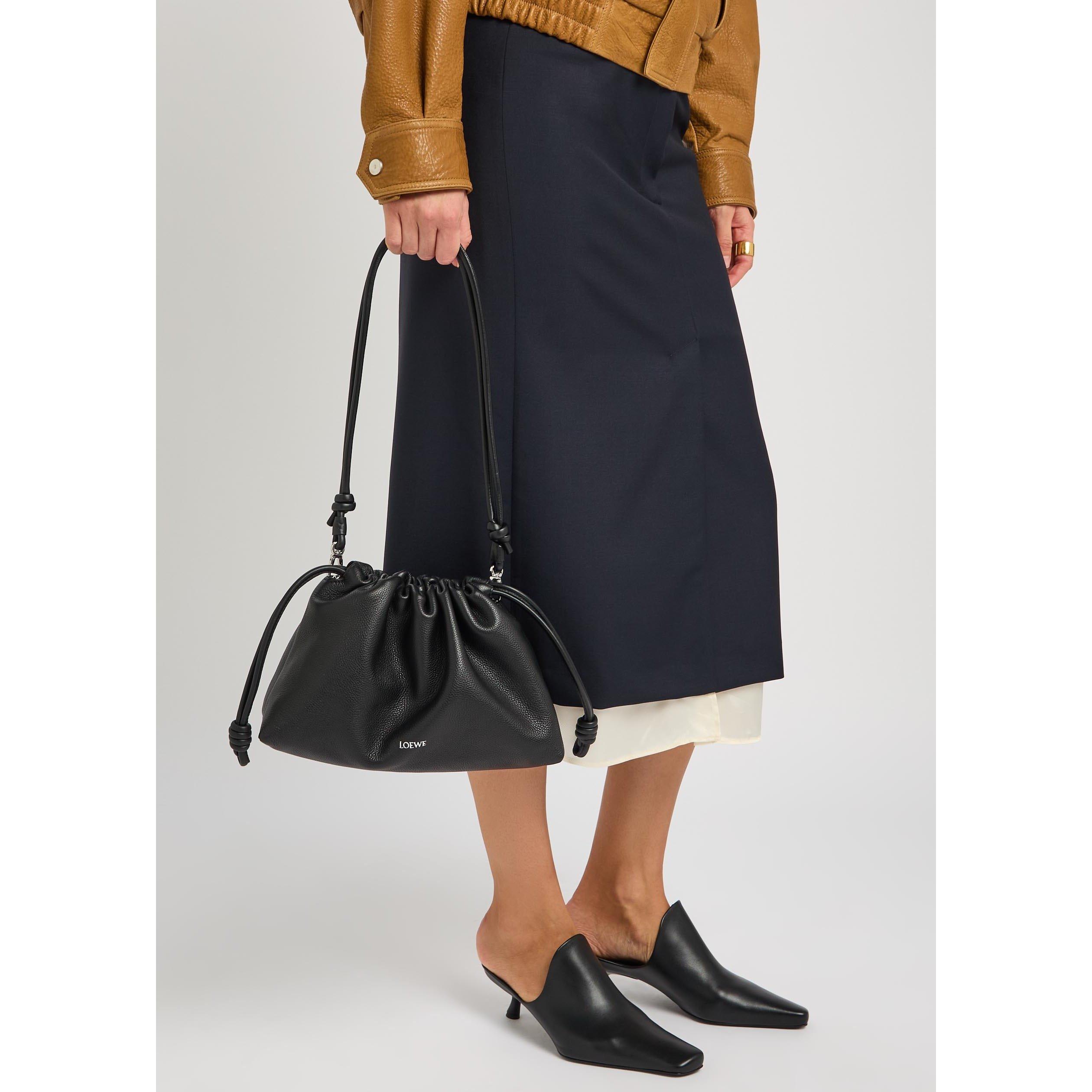BLACK - Loewe - Women's Flamenco Medium Leather Shoulder Bag - 7
