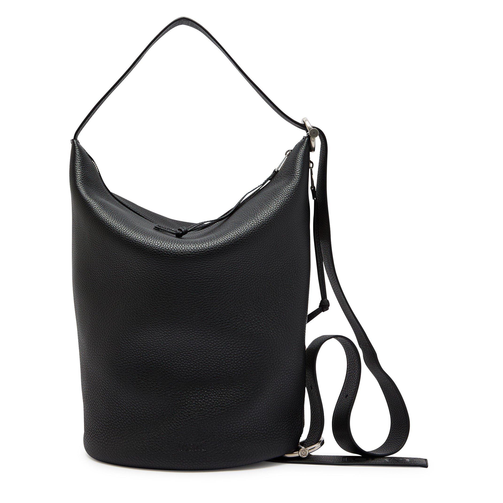 BLACK - LOEWE - Men's Loop Medium Leather Bucket Bag - 1