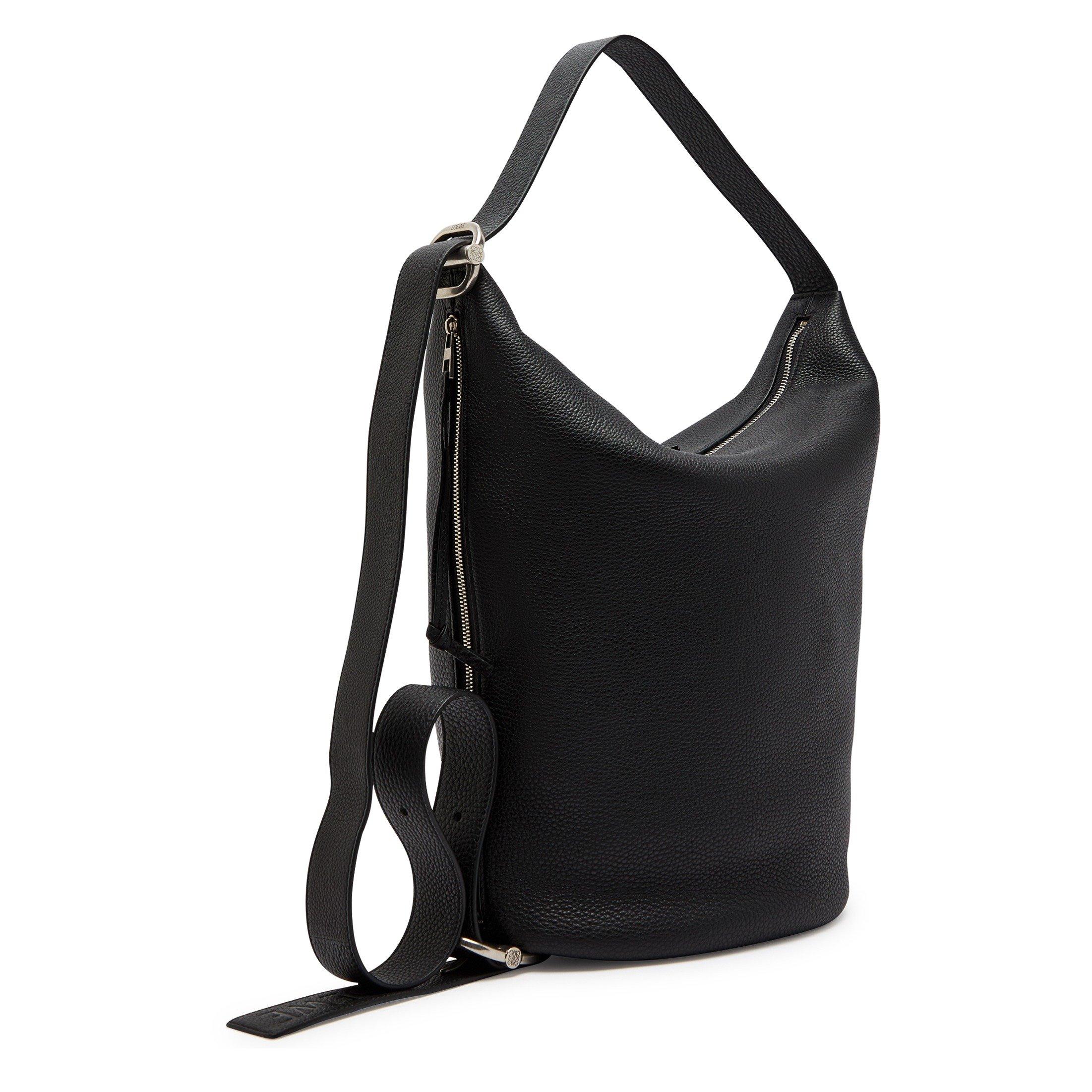 BLACK - LOEWE - Men's Loop Medium Leather Bucket Bag - 2