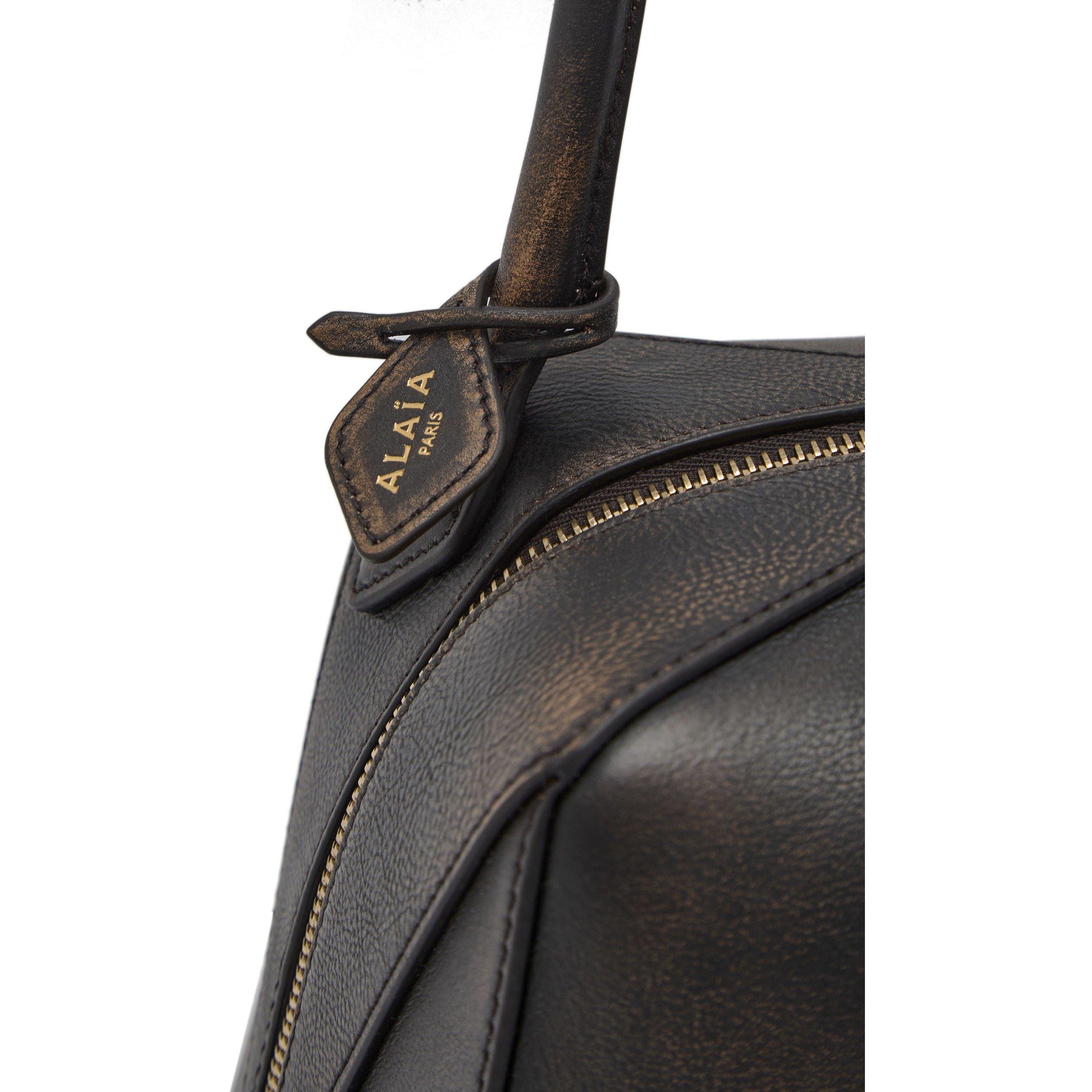 DARK BROWN - Alaia - Women's Le Bulldog Leather Shoulder Bag - 4