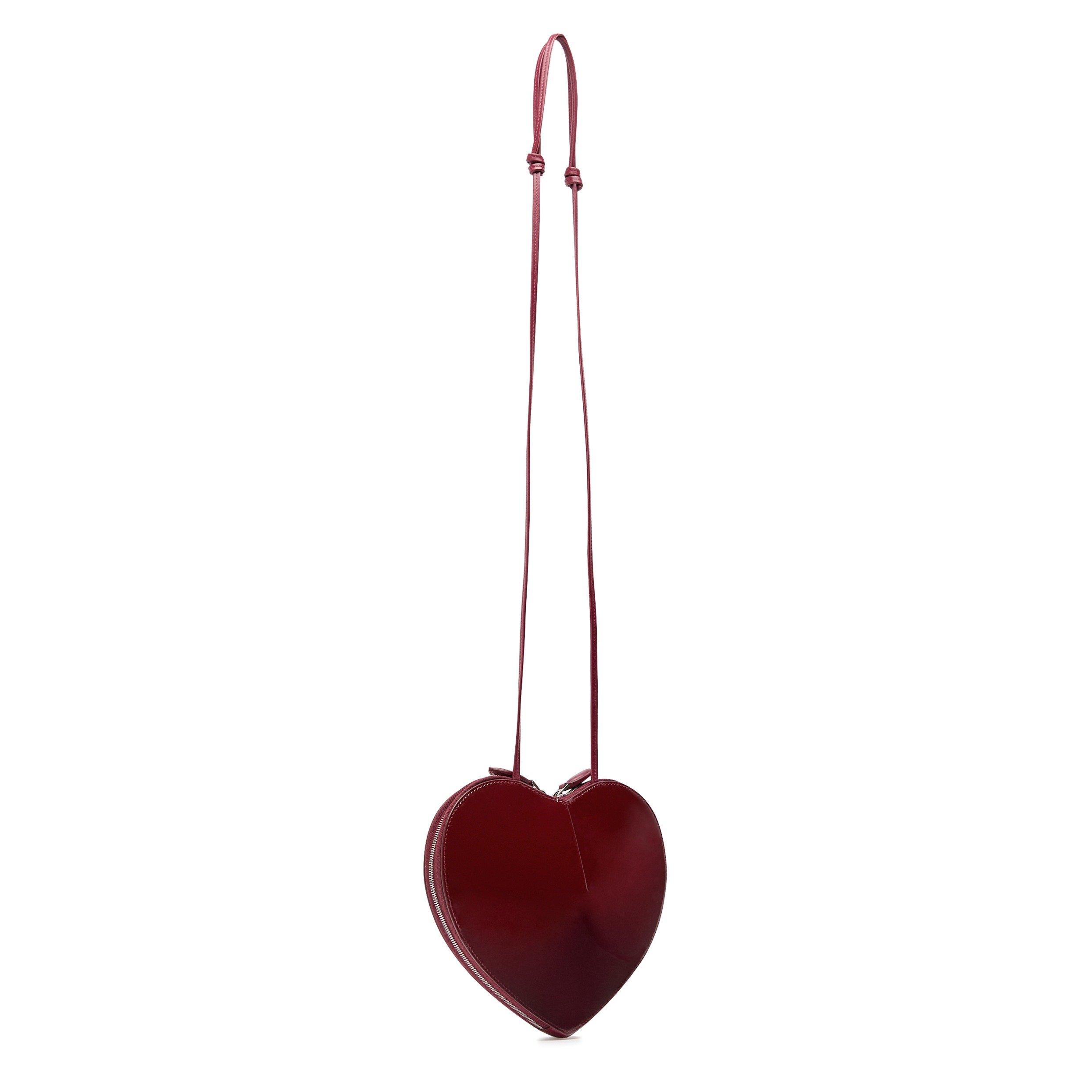 BURGUNDY - Alaia - Women's Le Coeur Patent Leather Cross-Body Bag - 2
