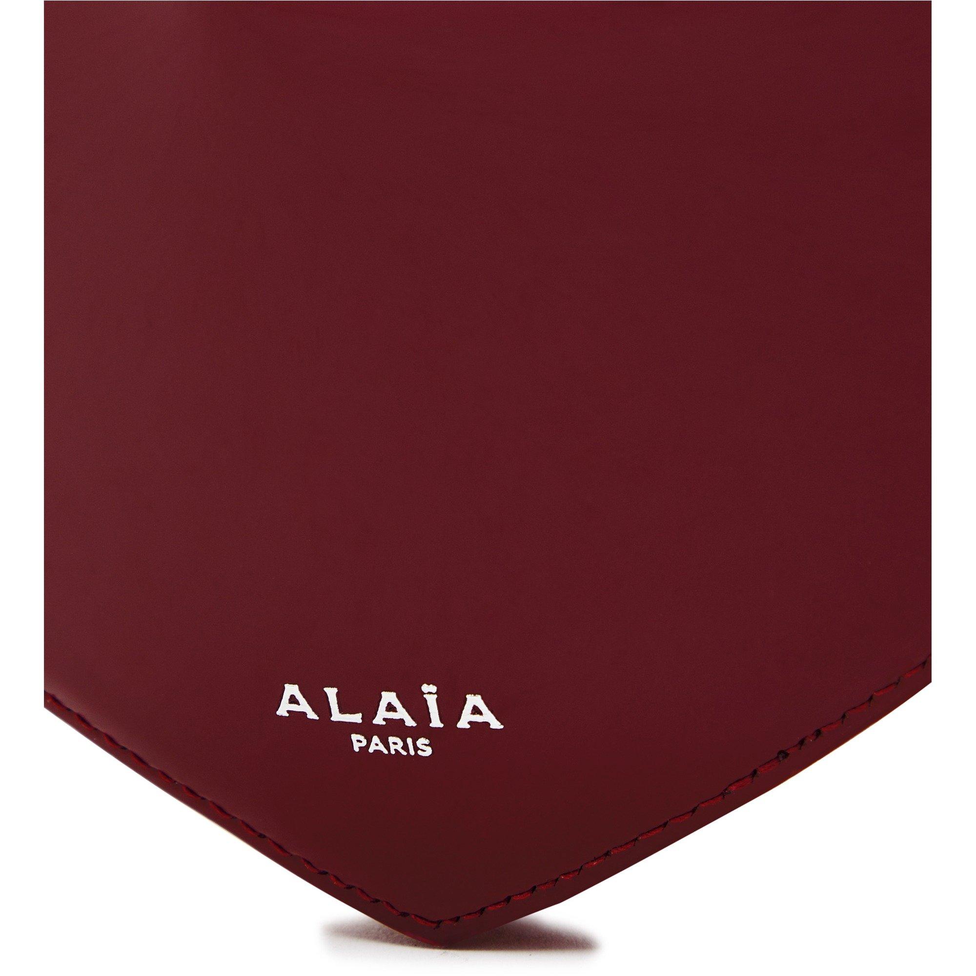 BURGUNDY - Alaia - Women's Le Coeur Patent Leather Cross-Body Bag - 4