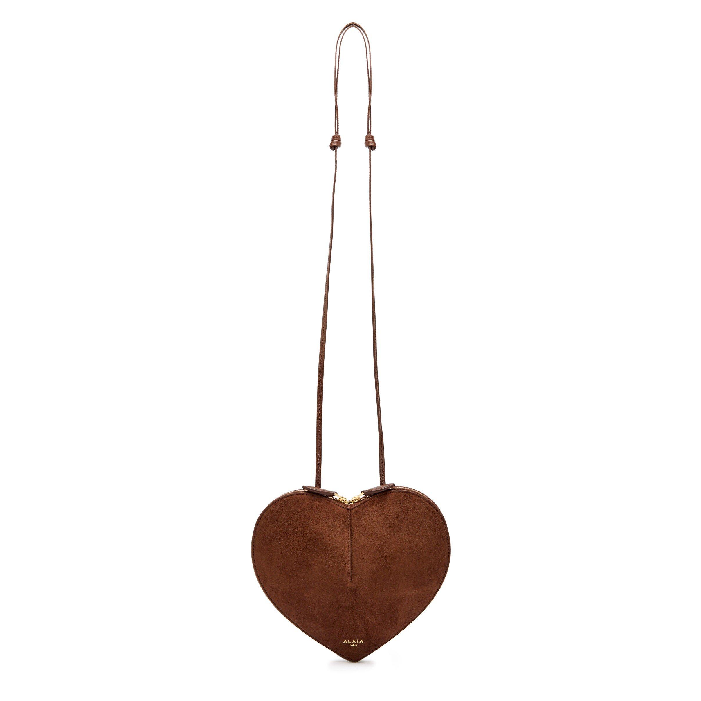 BROWN - Alaia - Women's Le Coeur Suede Cross-Body Bag - 1