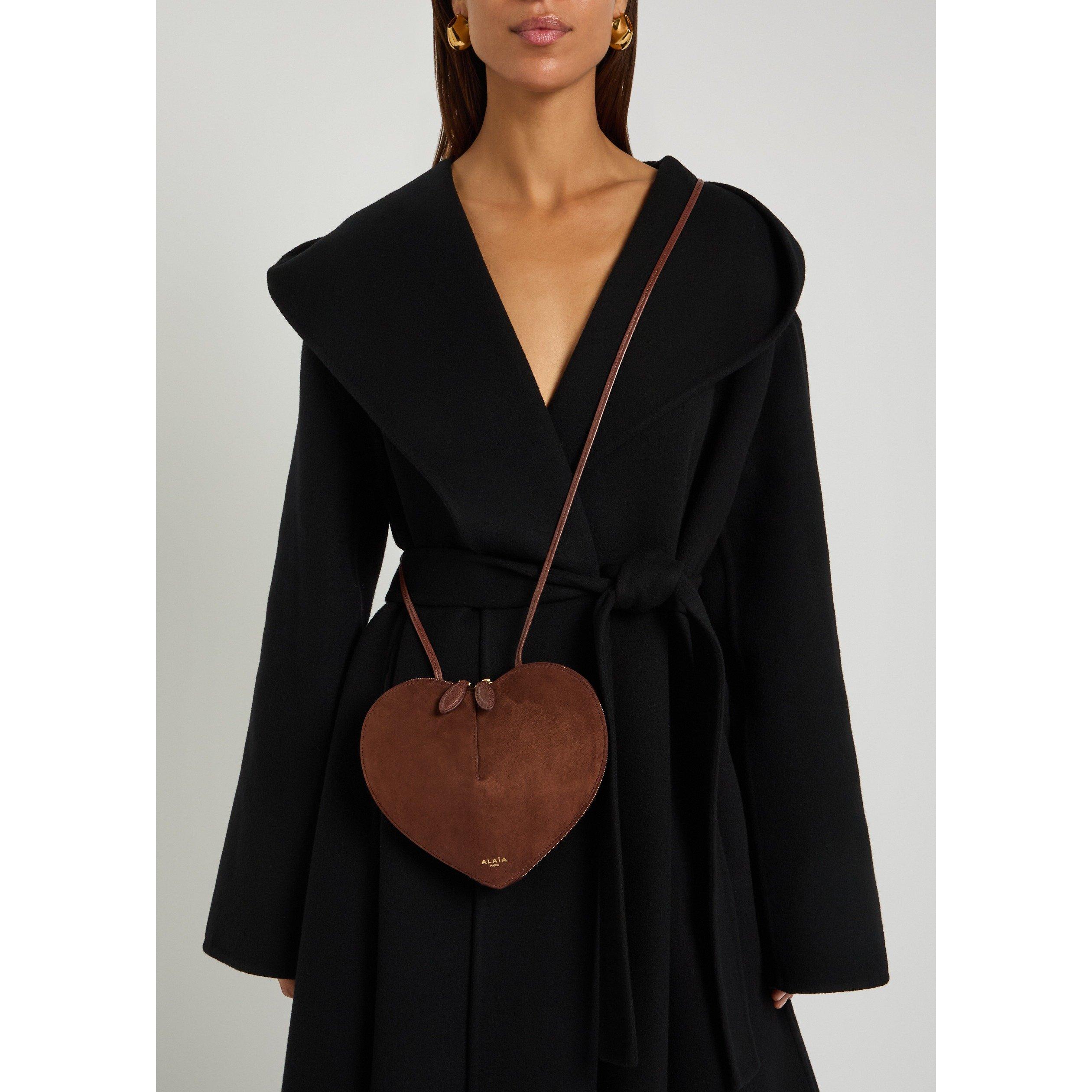BROWN - Alaia - Women's Le Coeur Suede Cross-Body Bag - 3