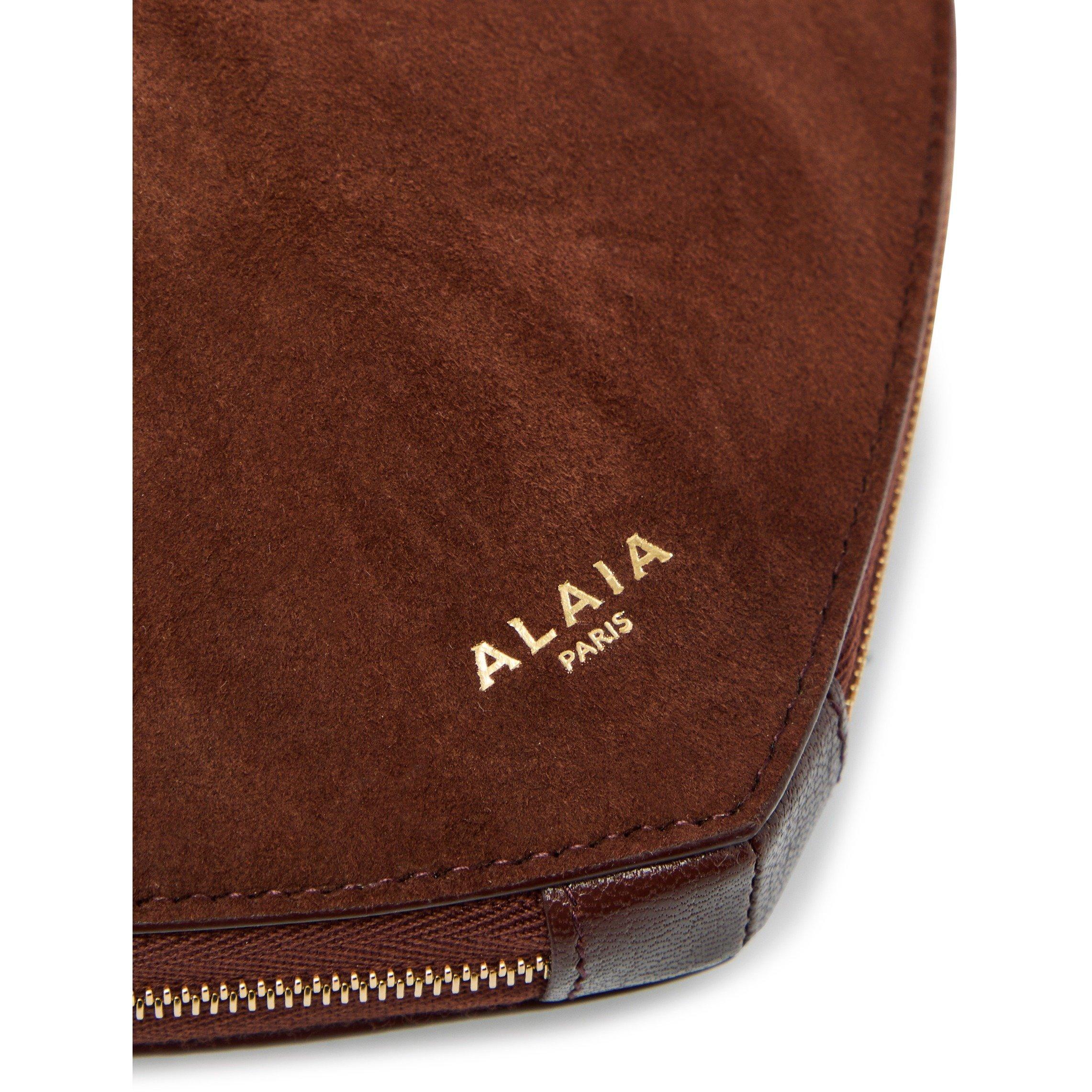 BROWN - Alaia - Women's Le Coeur Suede Cross-Body Bag - 4