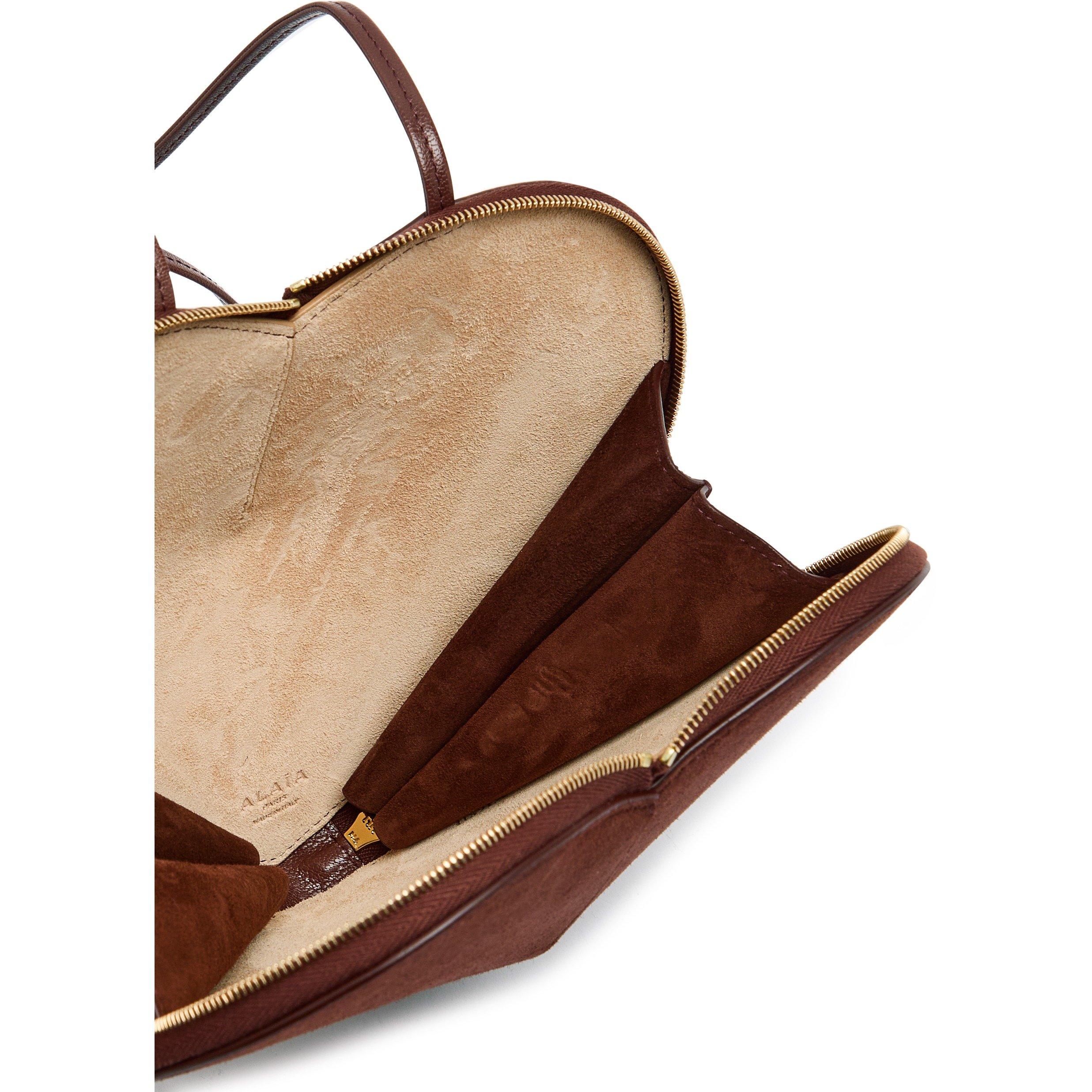 BROWN - Alaia - Women's Le Coeur Suede Cross-Body Bag - 5