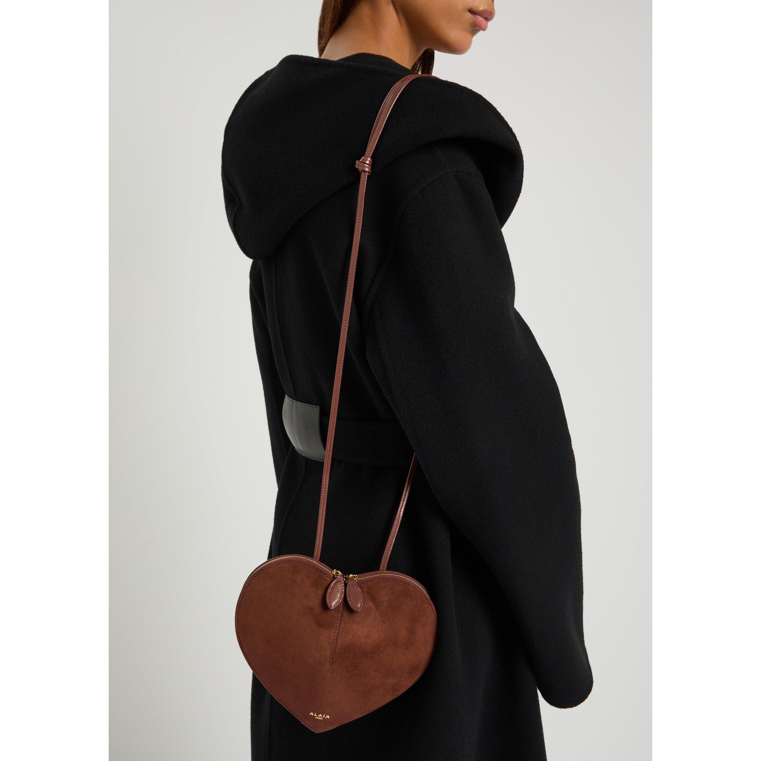 BROWN - Alaia - Women's Le Coeur Suede Cross-Body Bag - 6