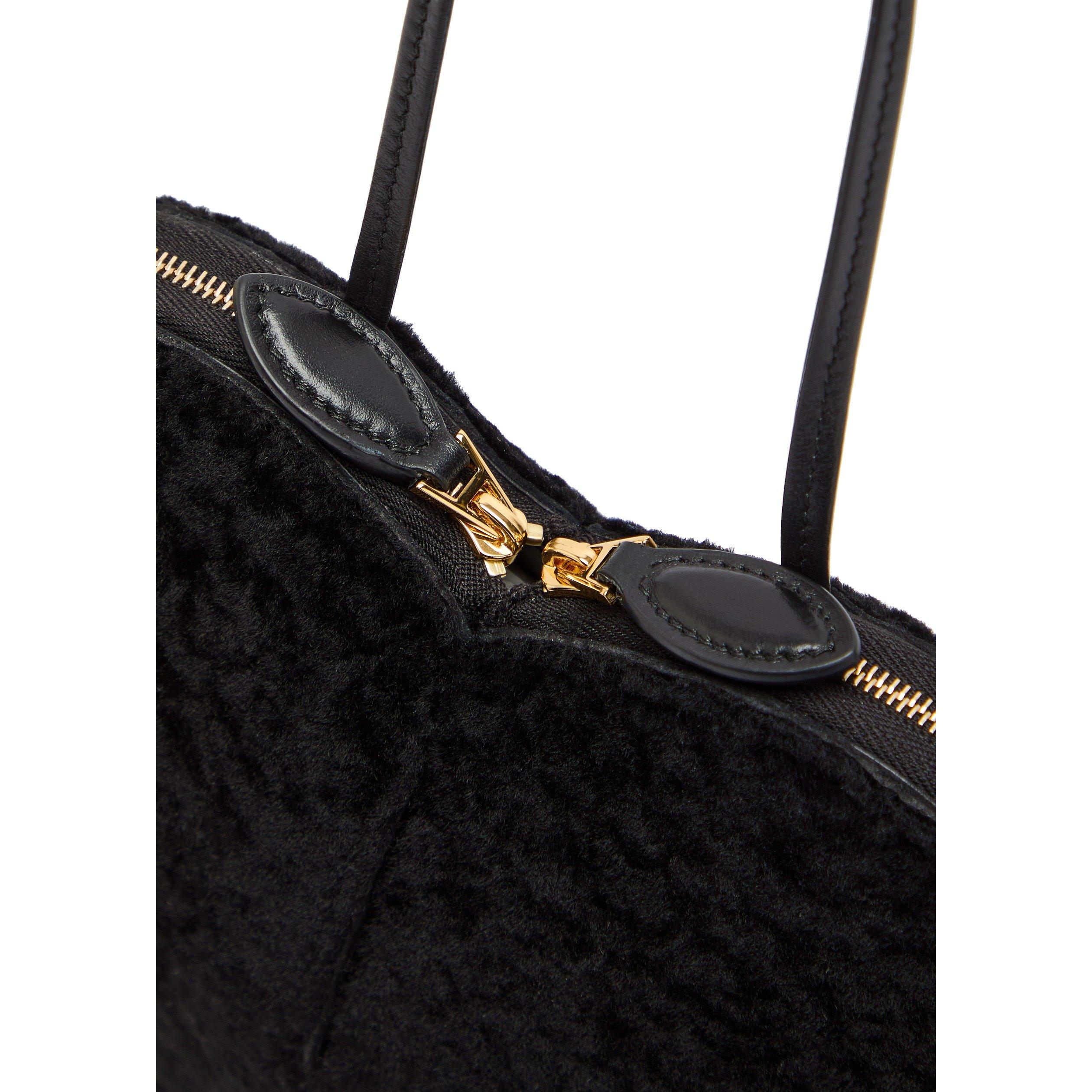 BLACK - Alaia - Women's Le Coeur Shearling Cross Body Bag - 4