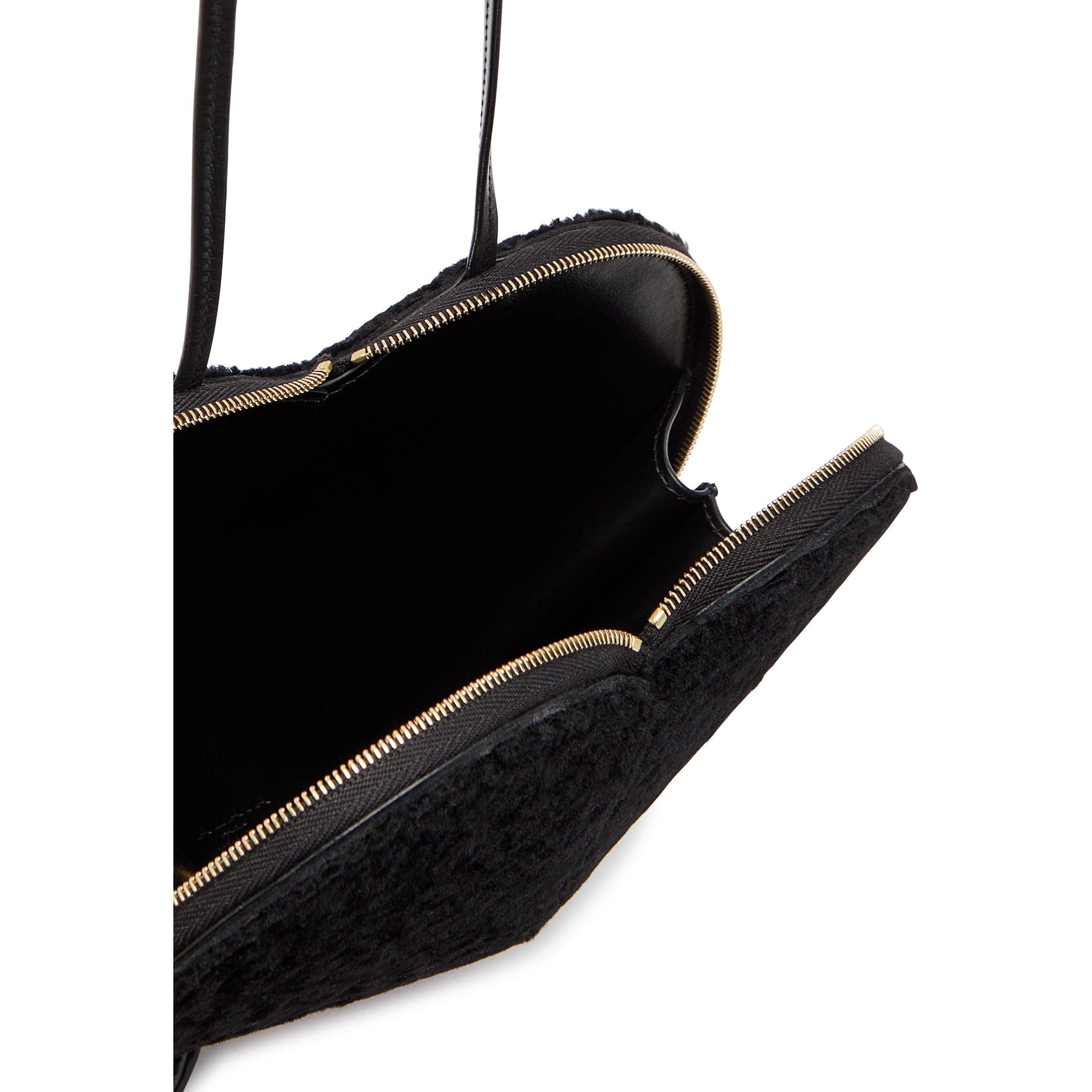 BLACK - Alaia - Women's Le Coeur Shearling Cross Body Bag - 5