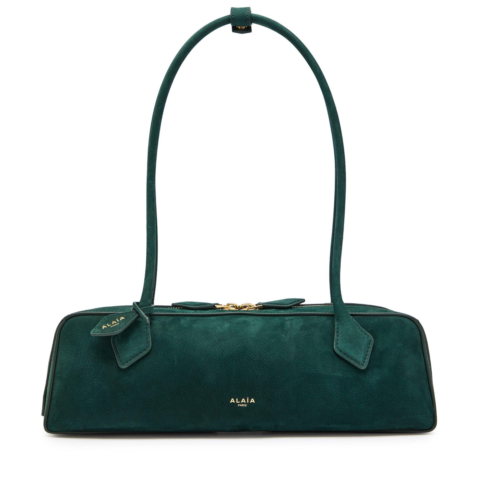 DARK GREEN - Alaia - LE TECKLE NUBUCK MEDIUM BAG - 1
