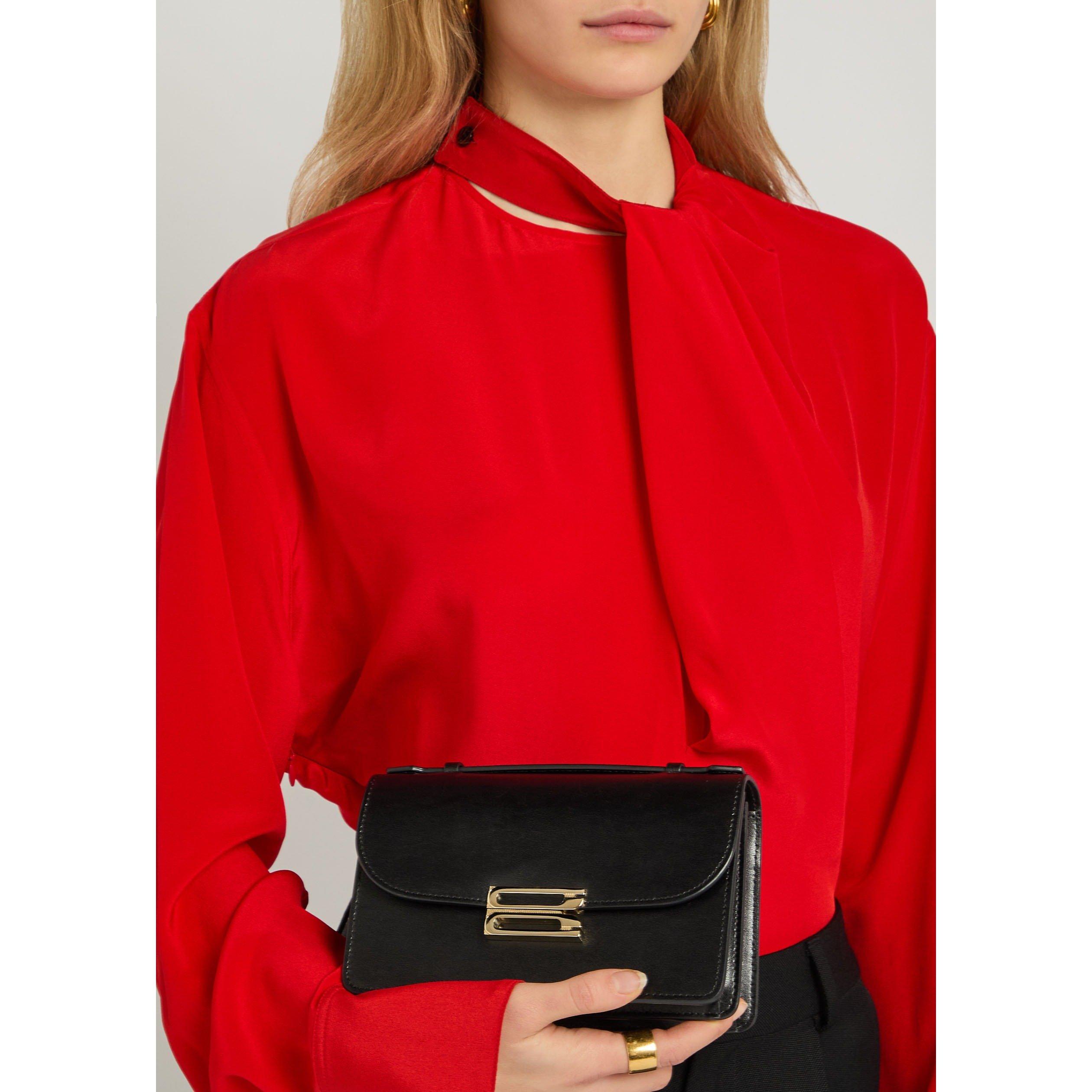 BLACK - Victoria Beckham - Women's Mini Dorian Leather Top Handle Bag - 6