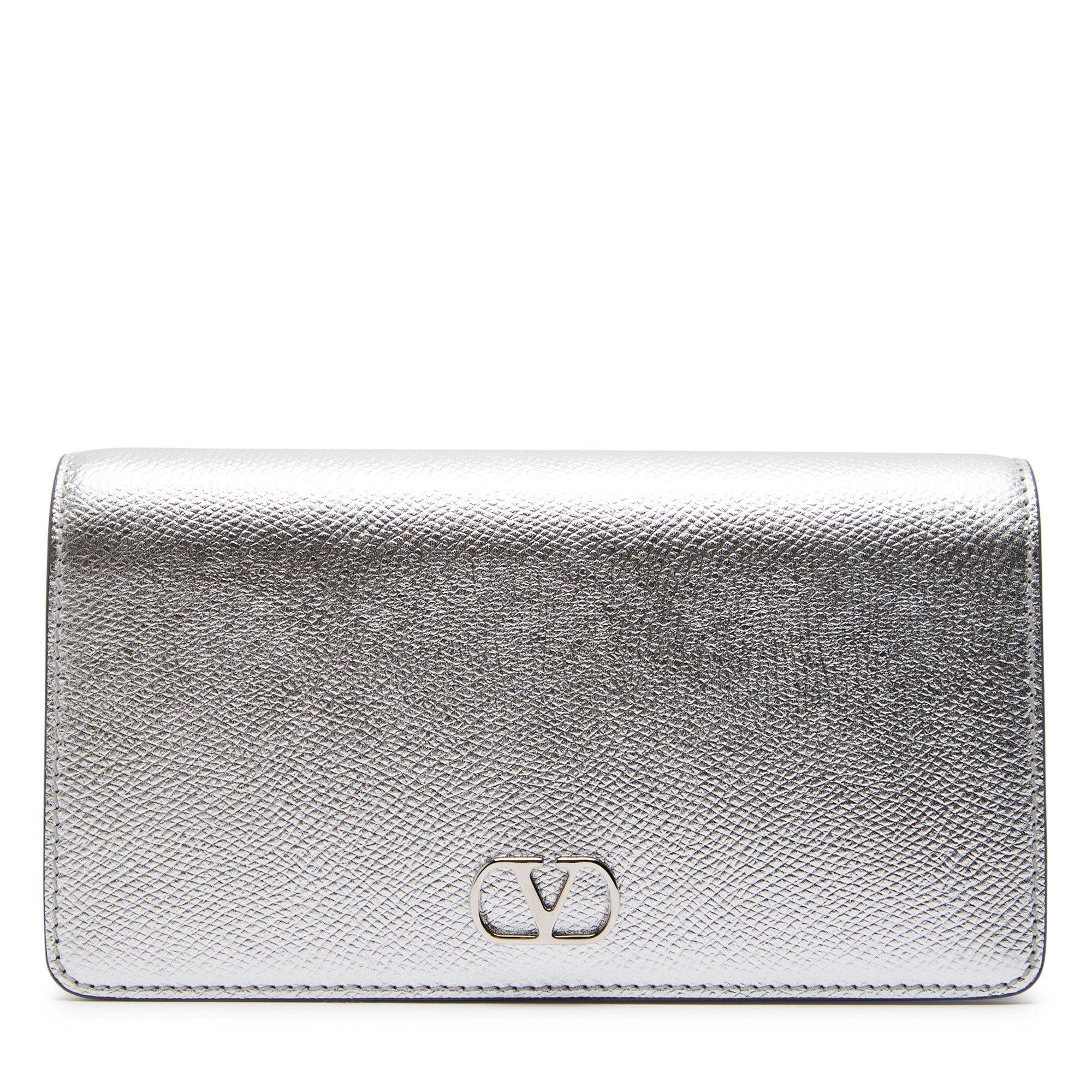 SILVER - Valentino - VLOGO SOFT GRAIN MINI BAG - 1