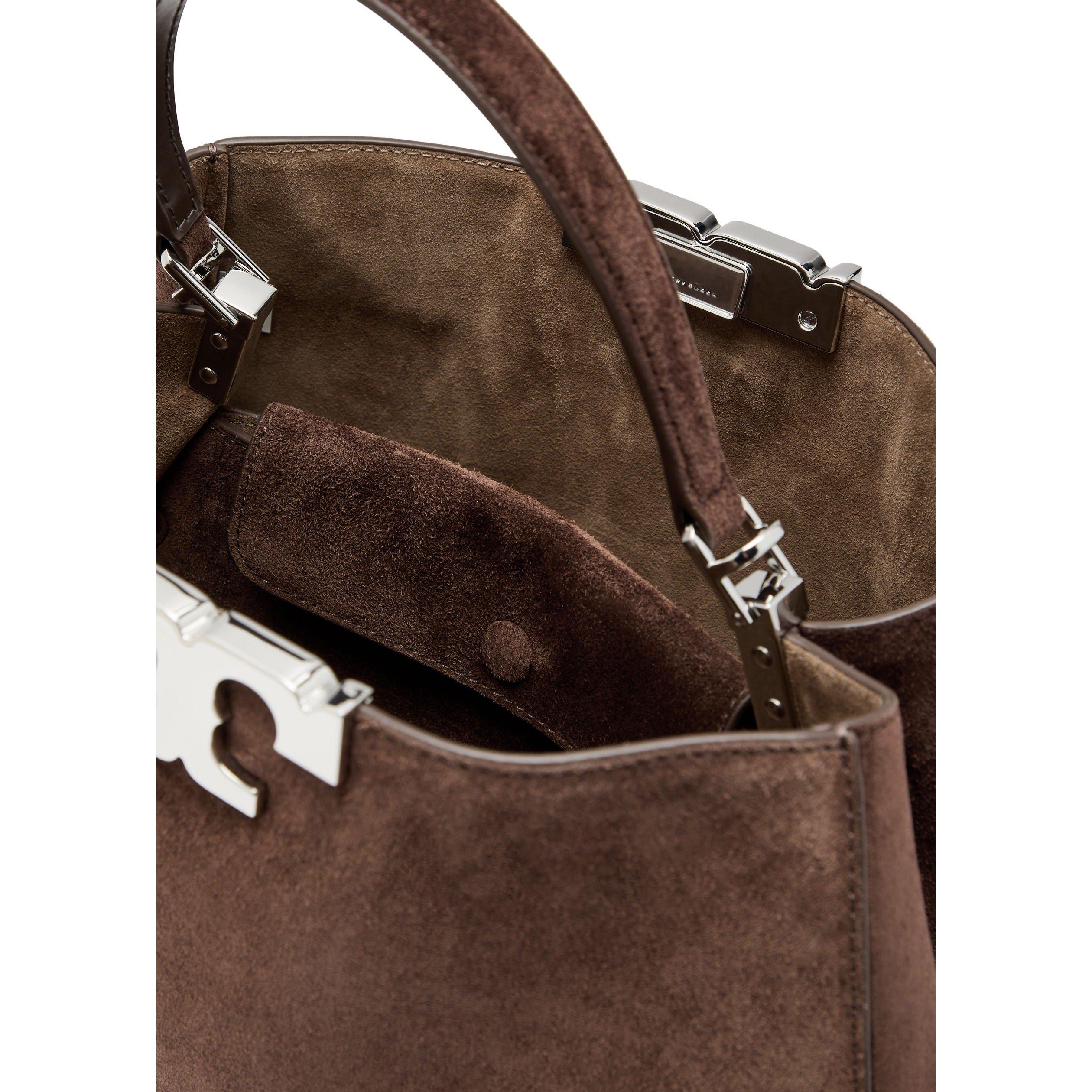 DARK BROWN - Tory Burch - Eleanor Suede Satchel - 5