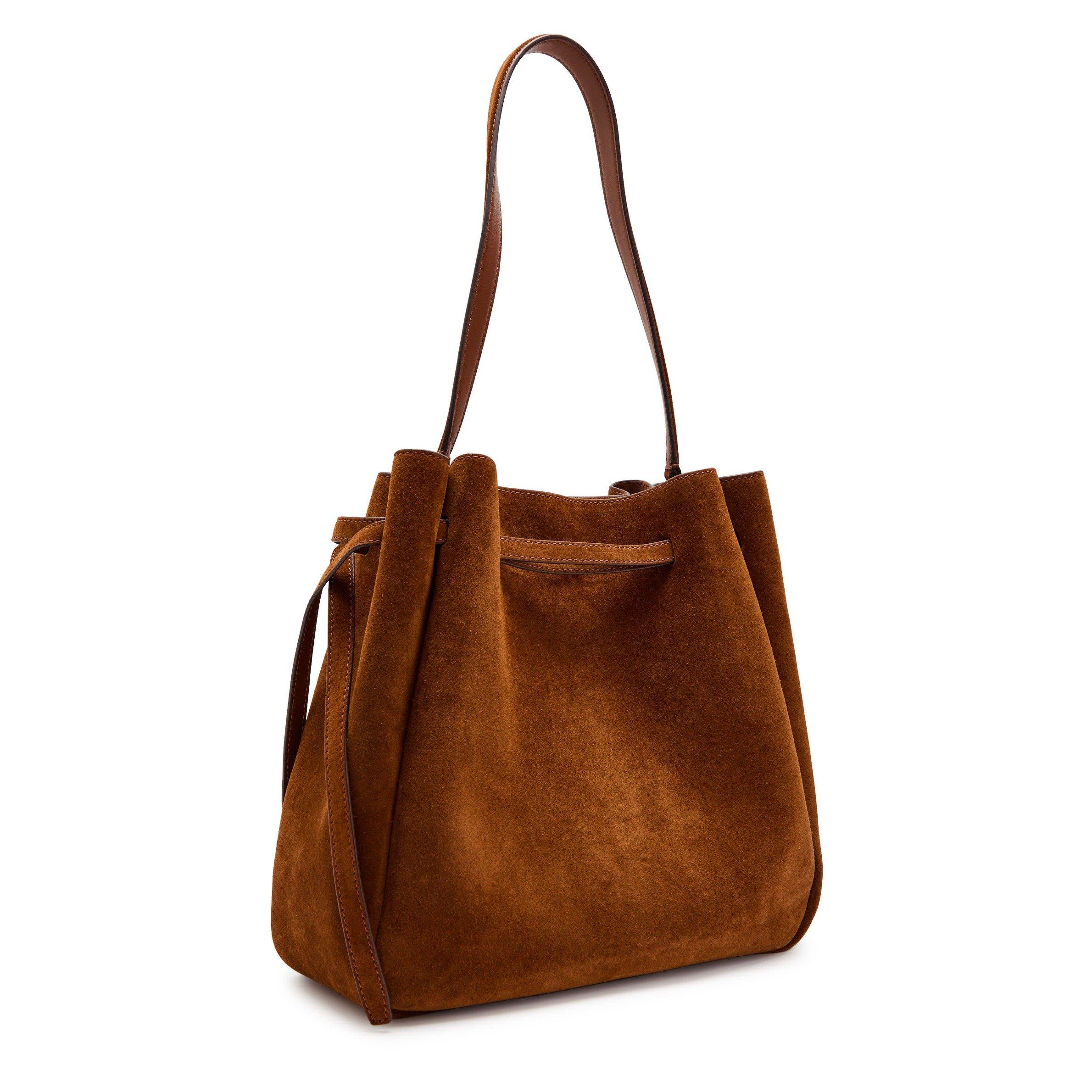 CARAMEL - Tory Burch - Romy Suede Large Bucket Bag - 2