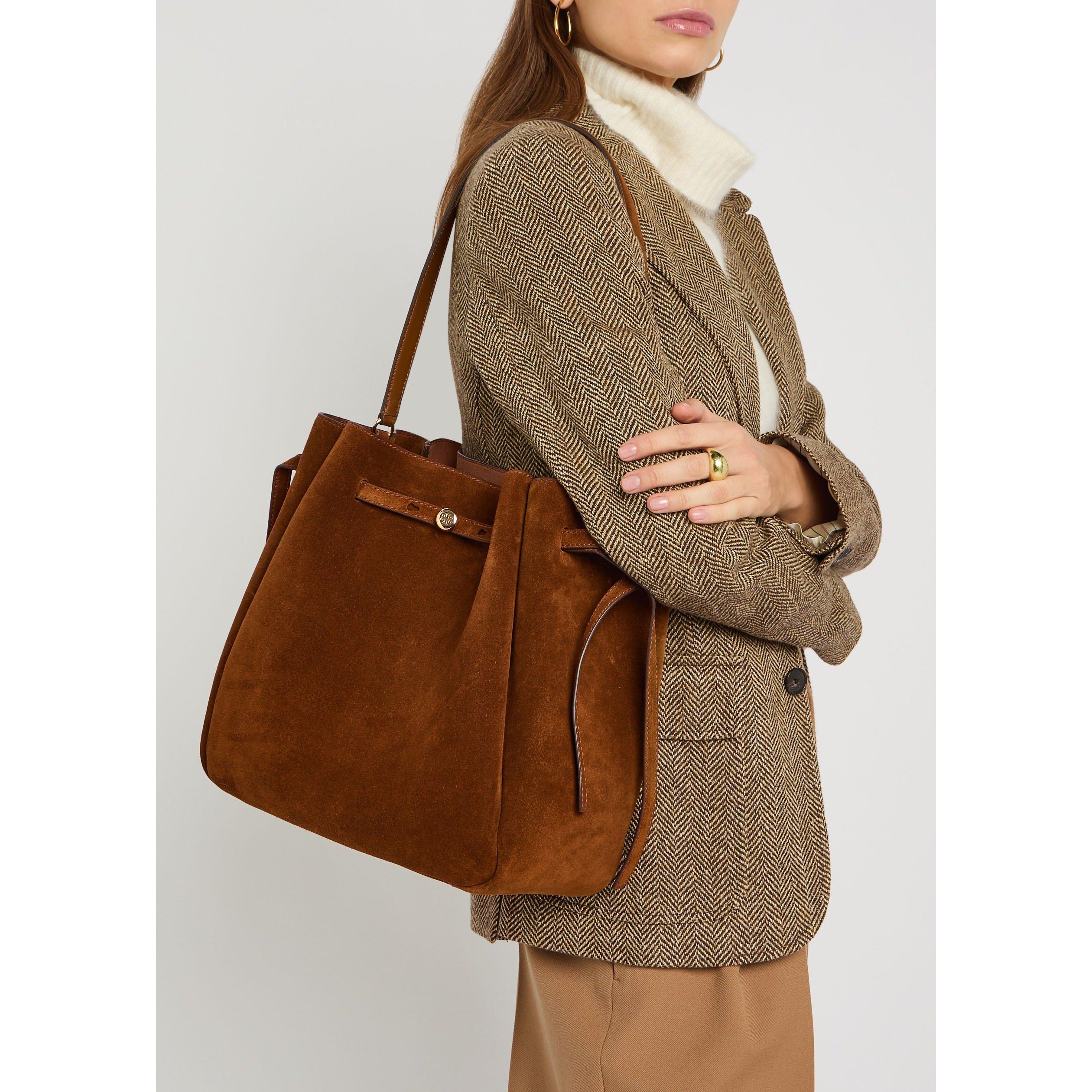 CARAMEL - Tory Burch - Romy Suede Large Bucket Bag - 3