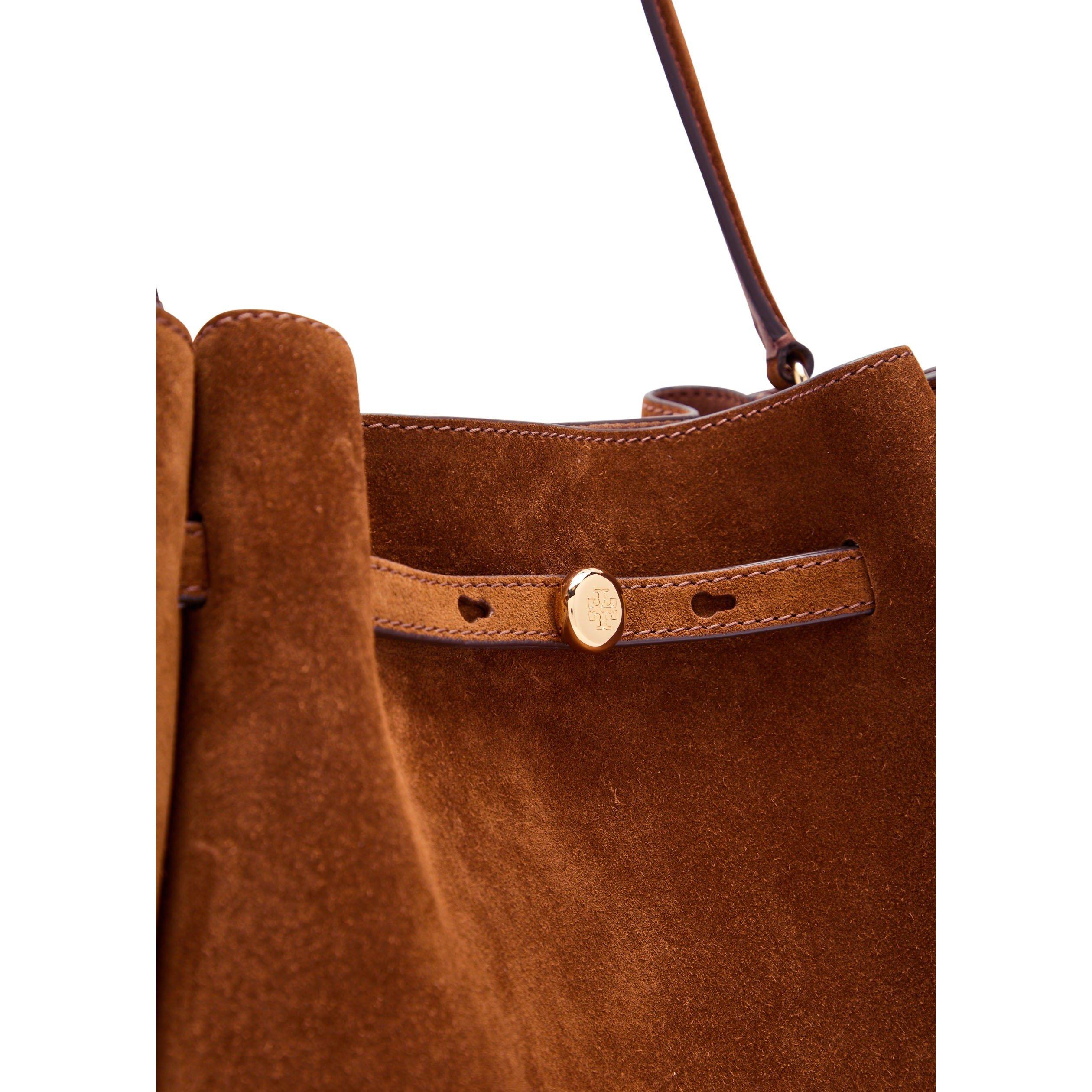 CARAMEL - Tory Burch - Romy Suede Large Bucket Bag - 4