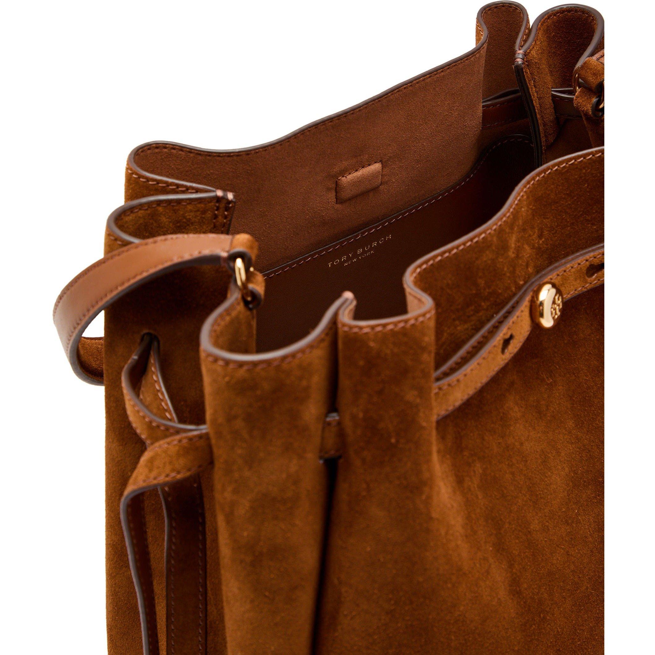 CARAMEL - Tory Burch - Romy Suede Large Bucket Bag - 5