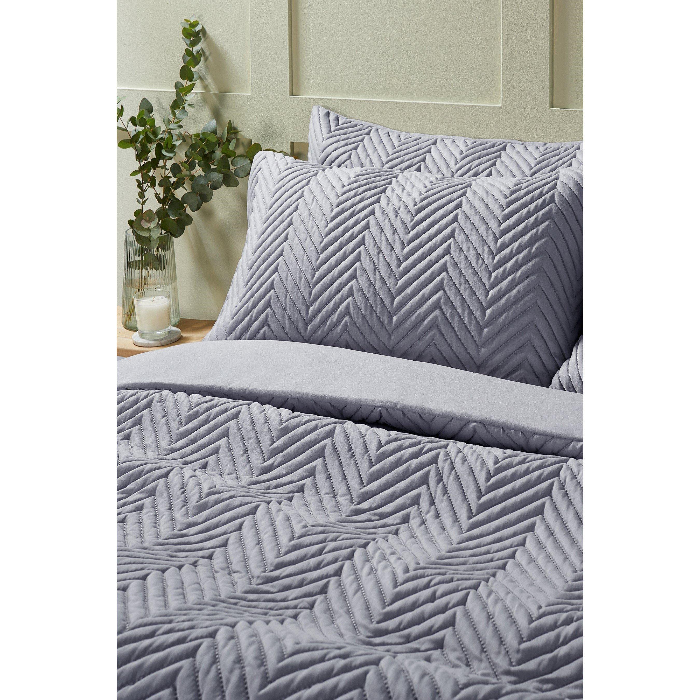 Grey - Homelife - Chevron Pinsonic Design Duvet Set - 2