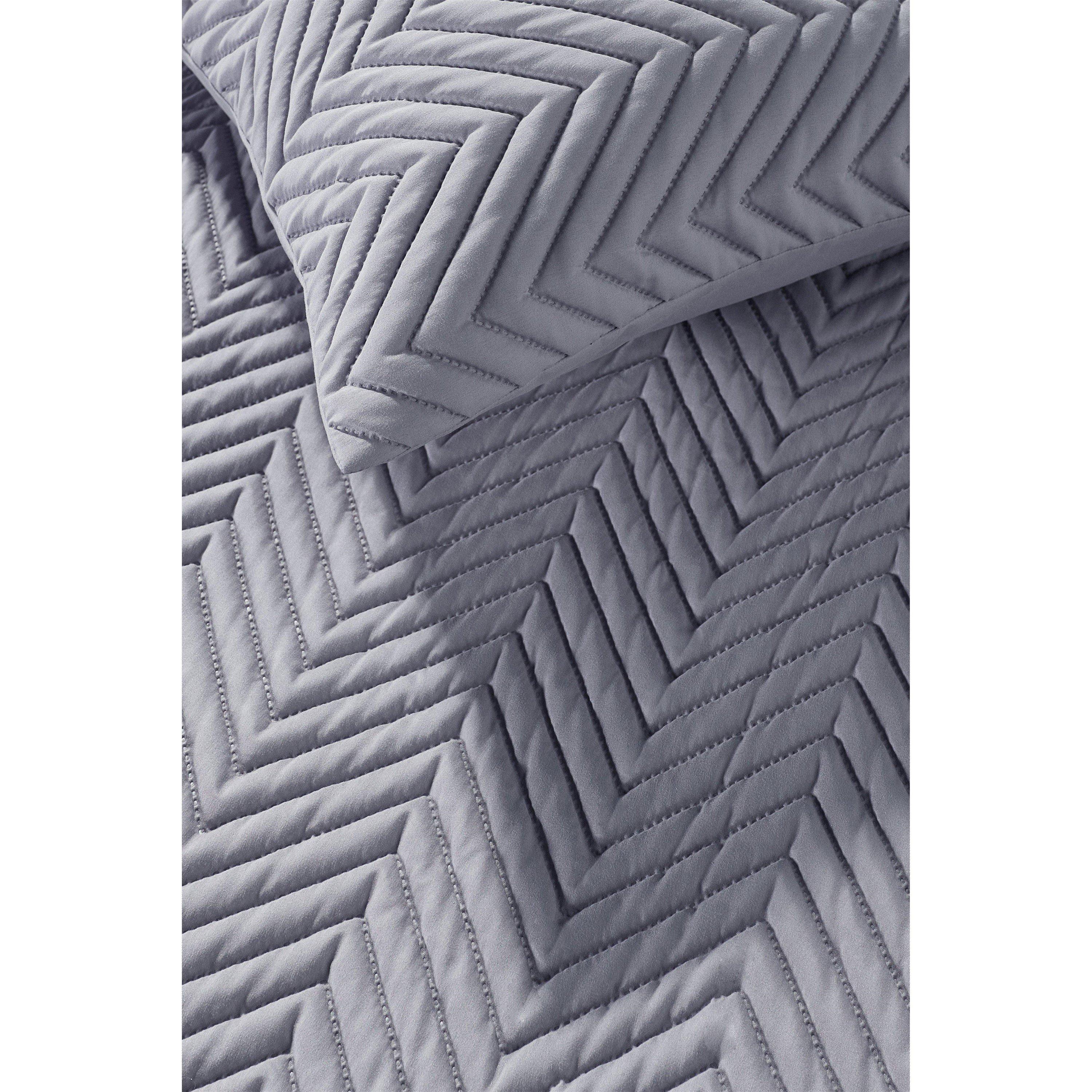 Grey - Homelife - Chevron Pinsonic Design Duvet Set - 3