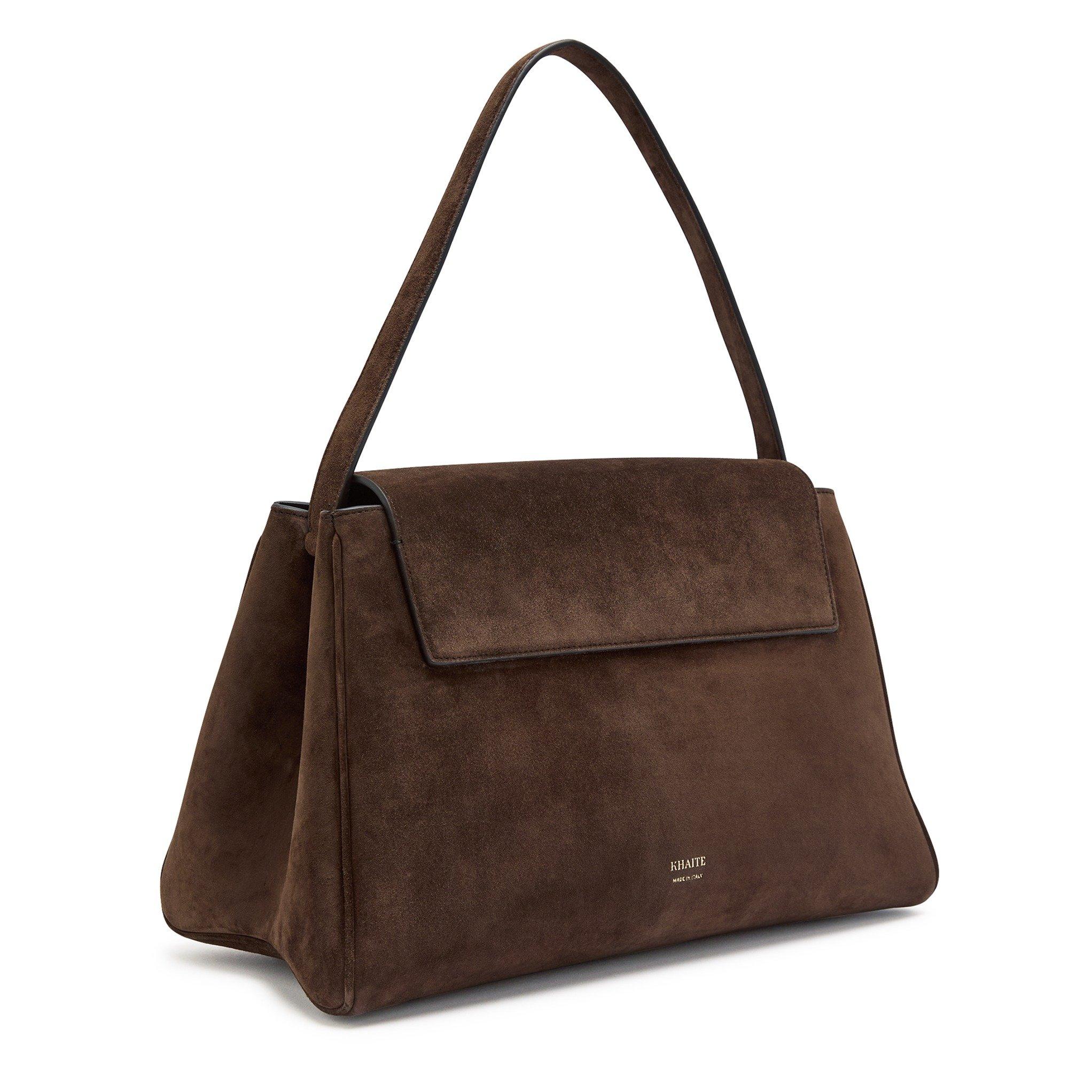 DARK BROWN - Khaite - Women's Audrey Suede Top Handle Bag - 2