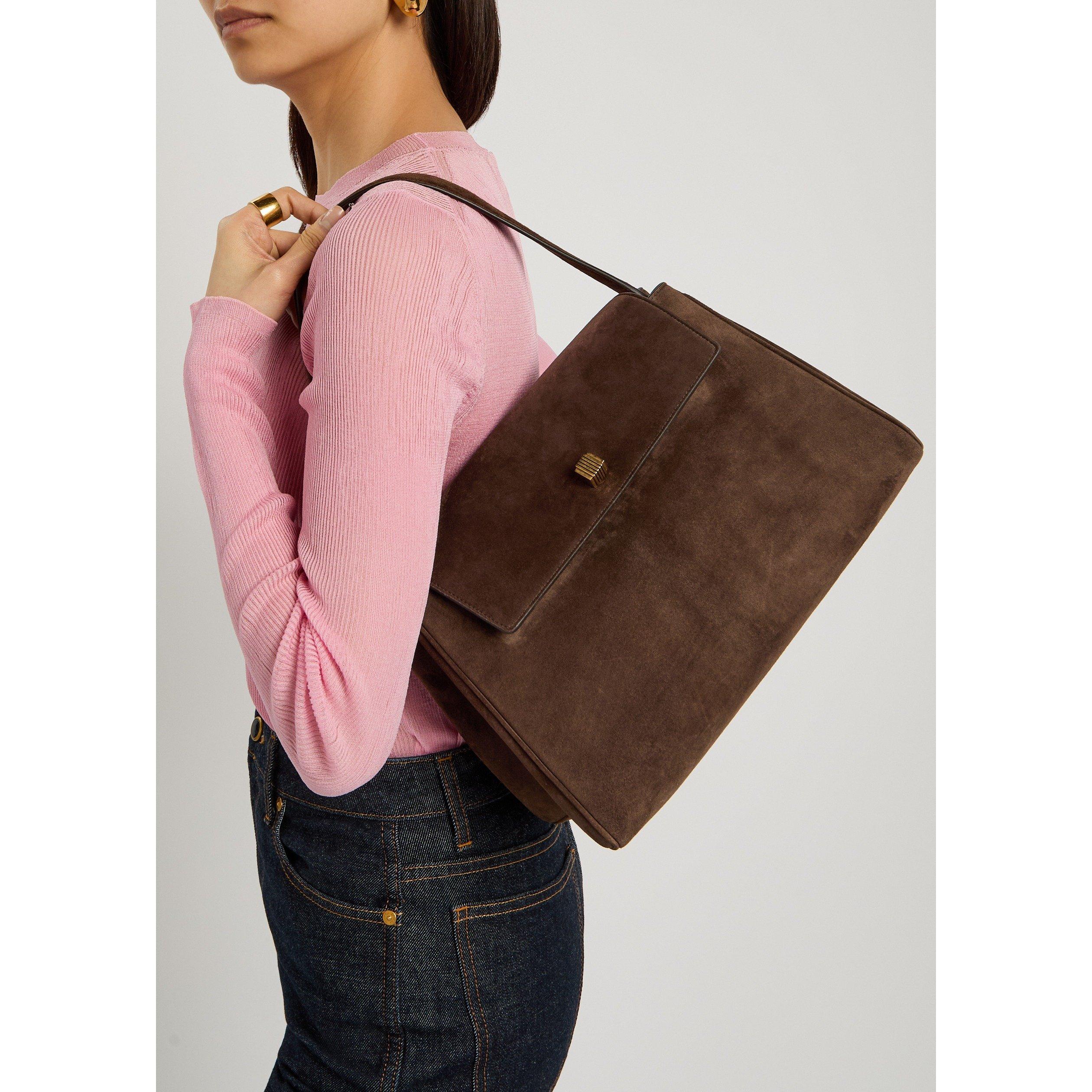 DARK BROWN - Khaite - Women's Audrey Suede Top Handle Bag - 3