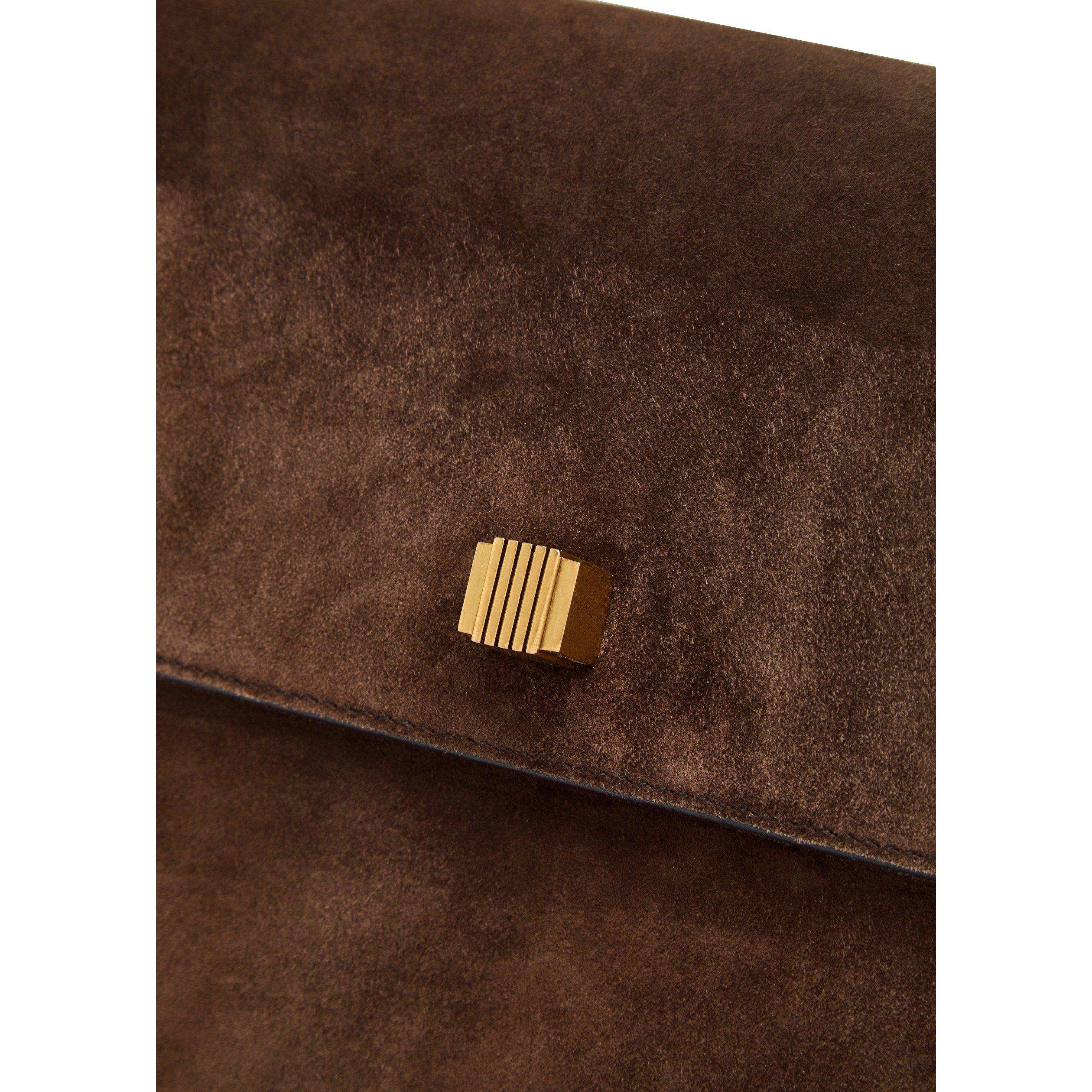 DARK BROWN - Khaite - Women's Audrey Suede Top Handle Bag - 4