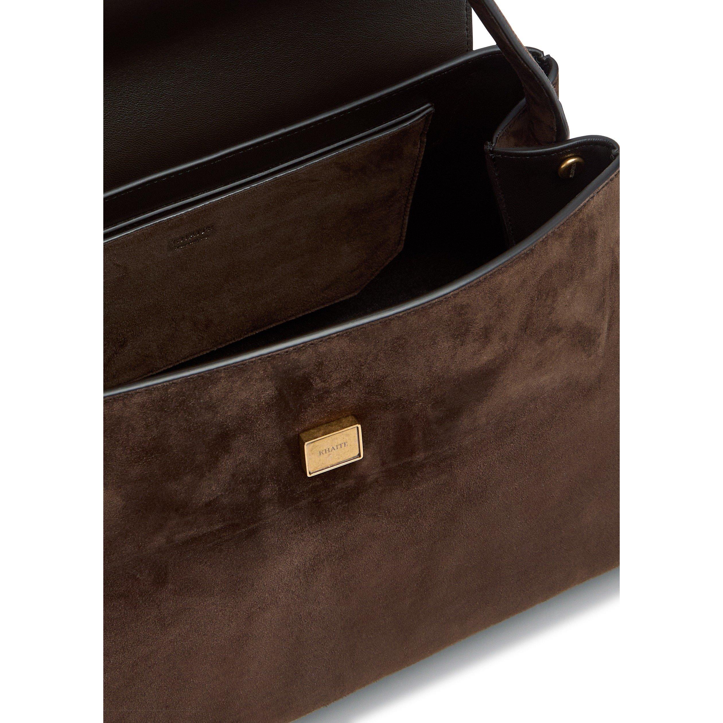 DARK BROWN - Khaite - Women's Audrey Suede Top Handle Bag - 5