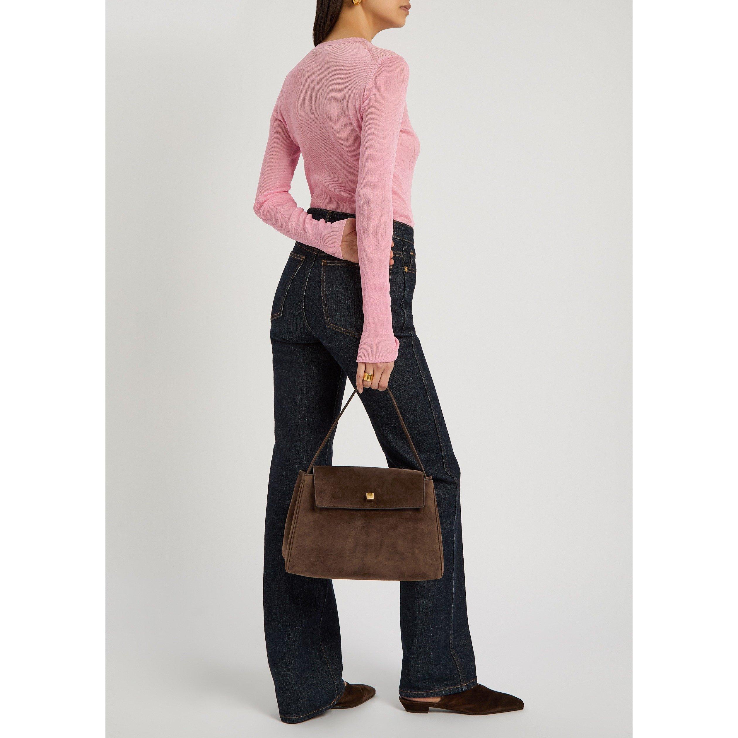 DARK BROWN - Khaite - Women's Audrey Suede Top Handle Bag - 6
