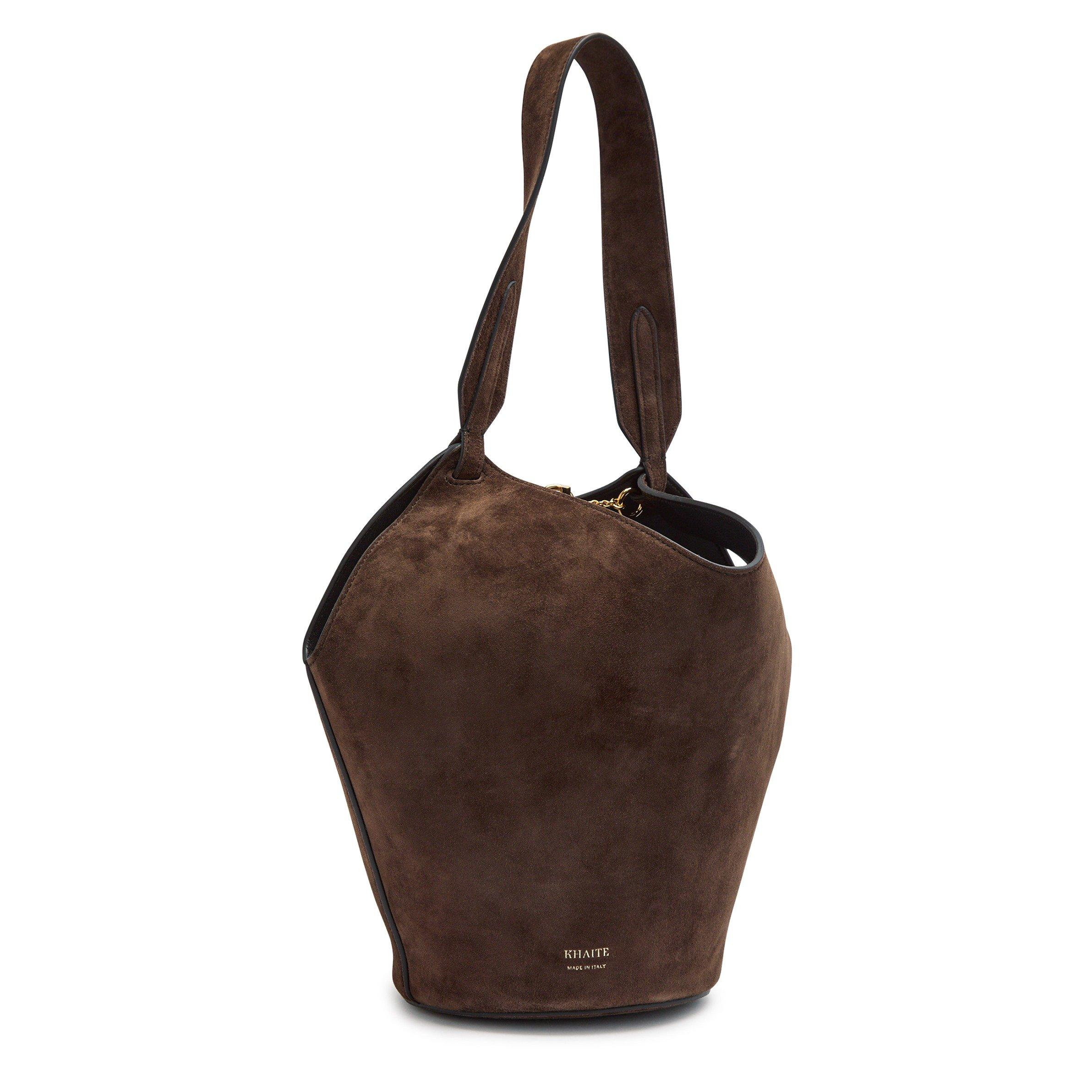 DARK BROWN - Khaite - Women's Lotus Mini Suede Tote Bag - 2