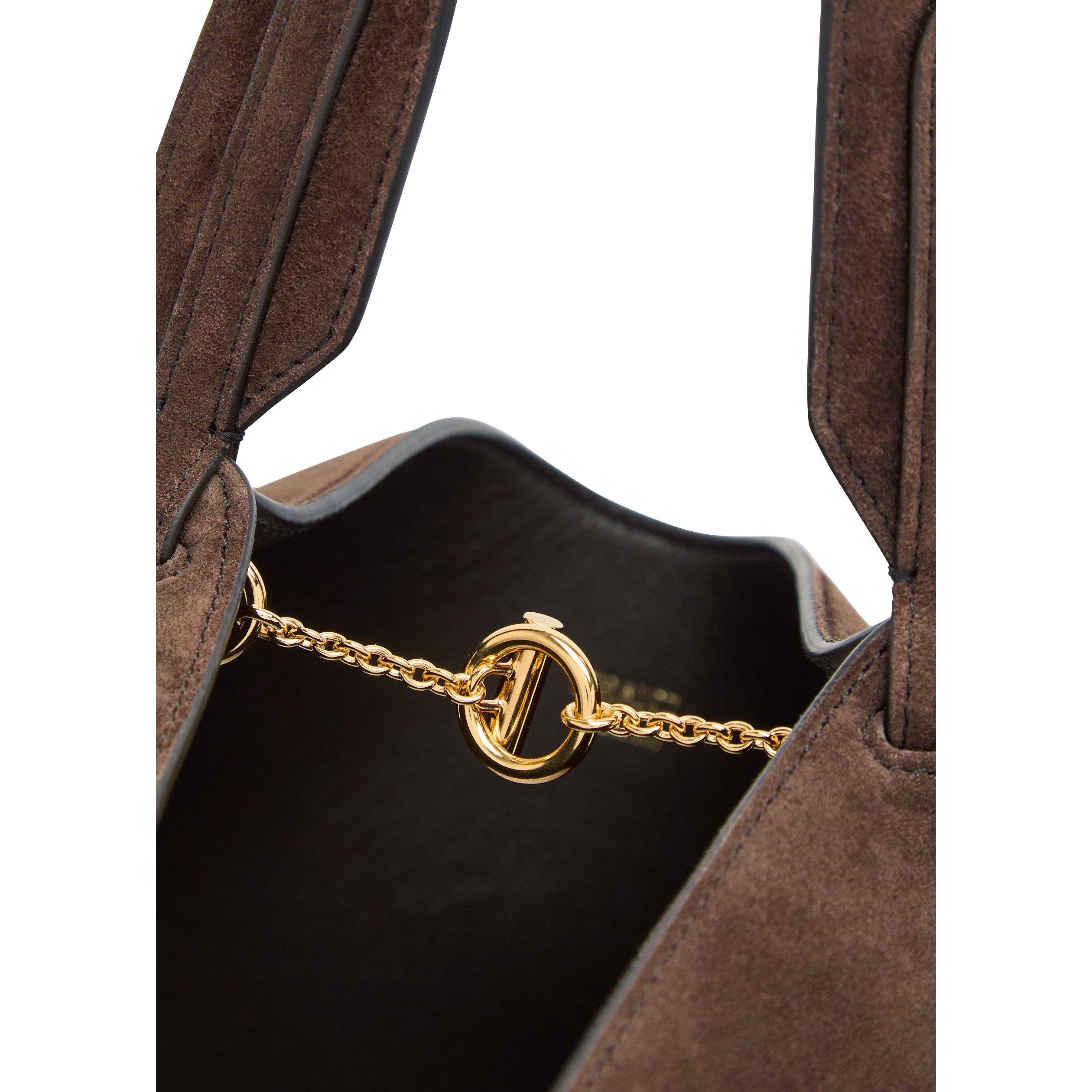 DARK BROWN - Khaite - Women's Lotus Mini Suede Tote Bag - 4