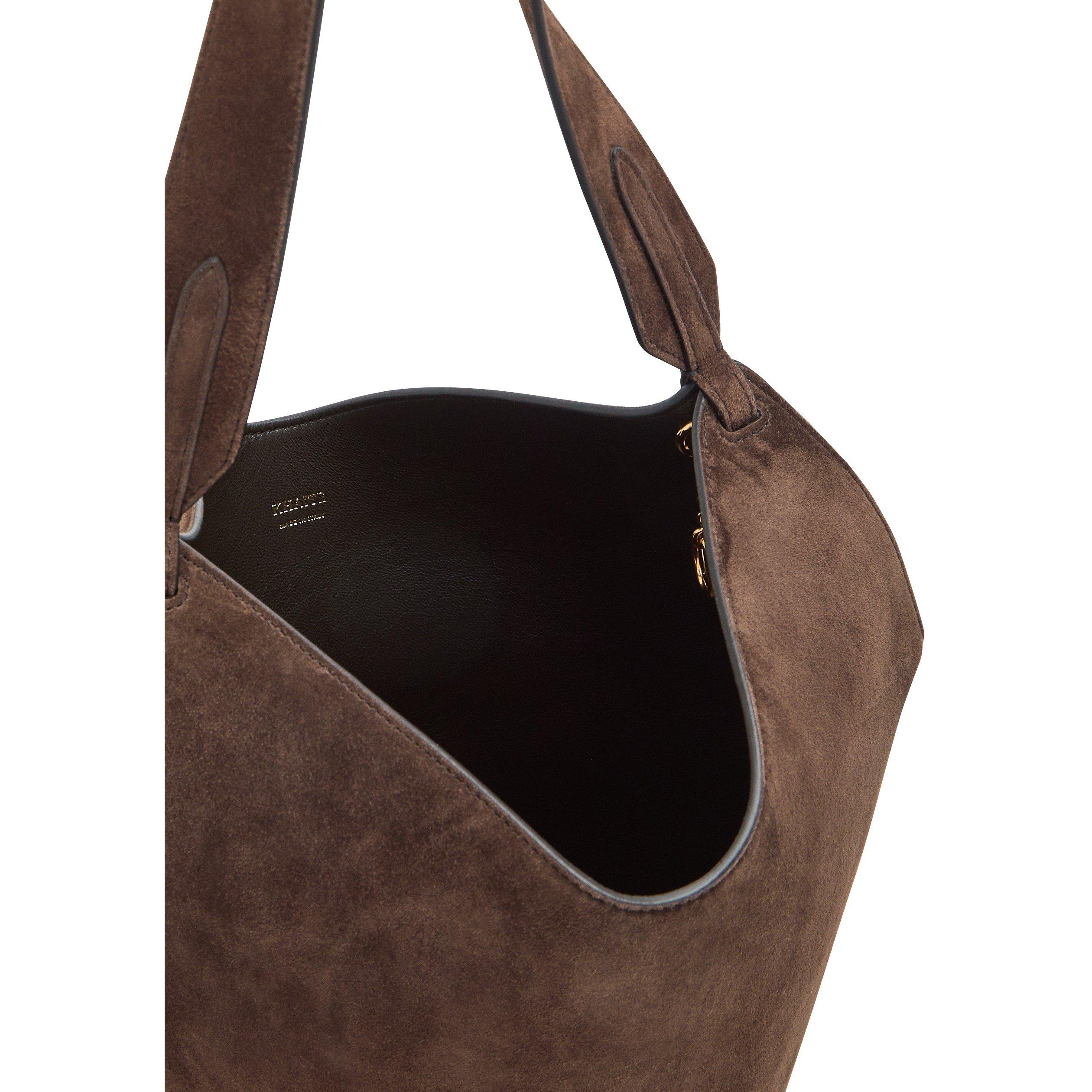 DARK BROWN - Khaite - Women's Lotus Mini Suede Tote Bag - 5