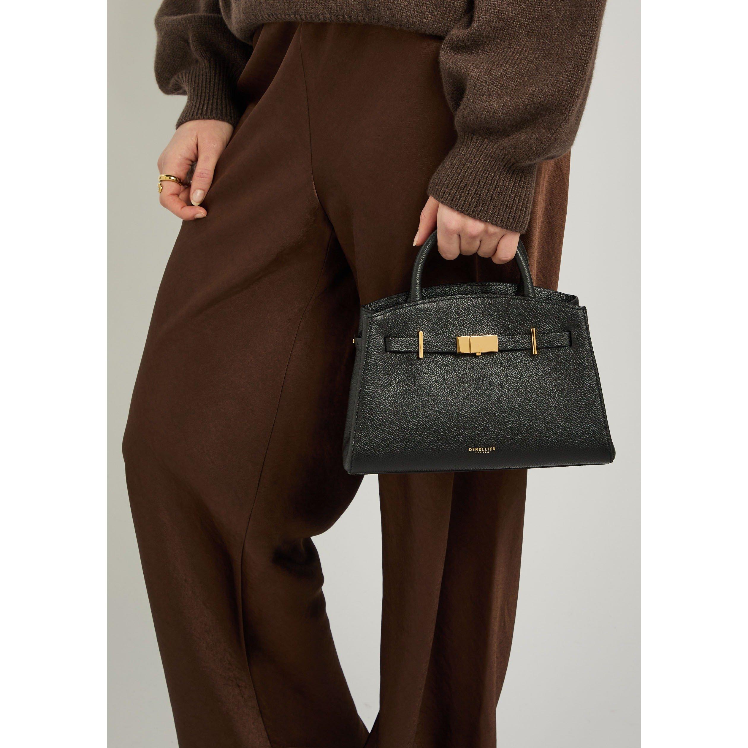 BLACK - DeMellier - Women's Small Hudson Leather Top Handle Bag - 3