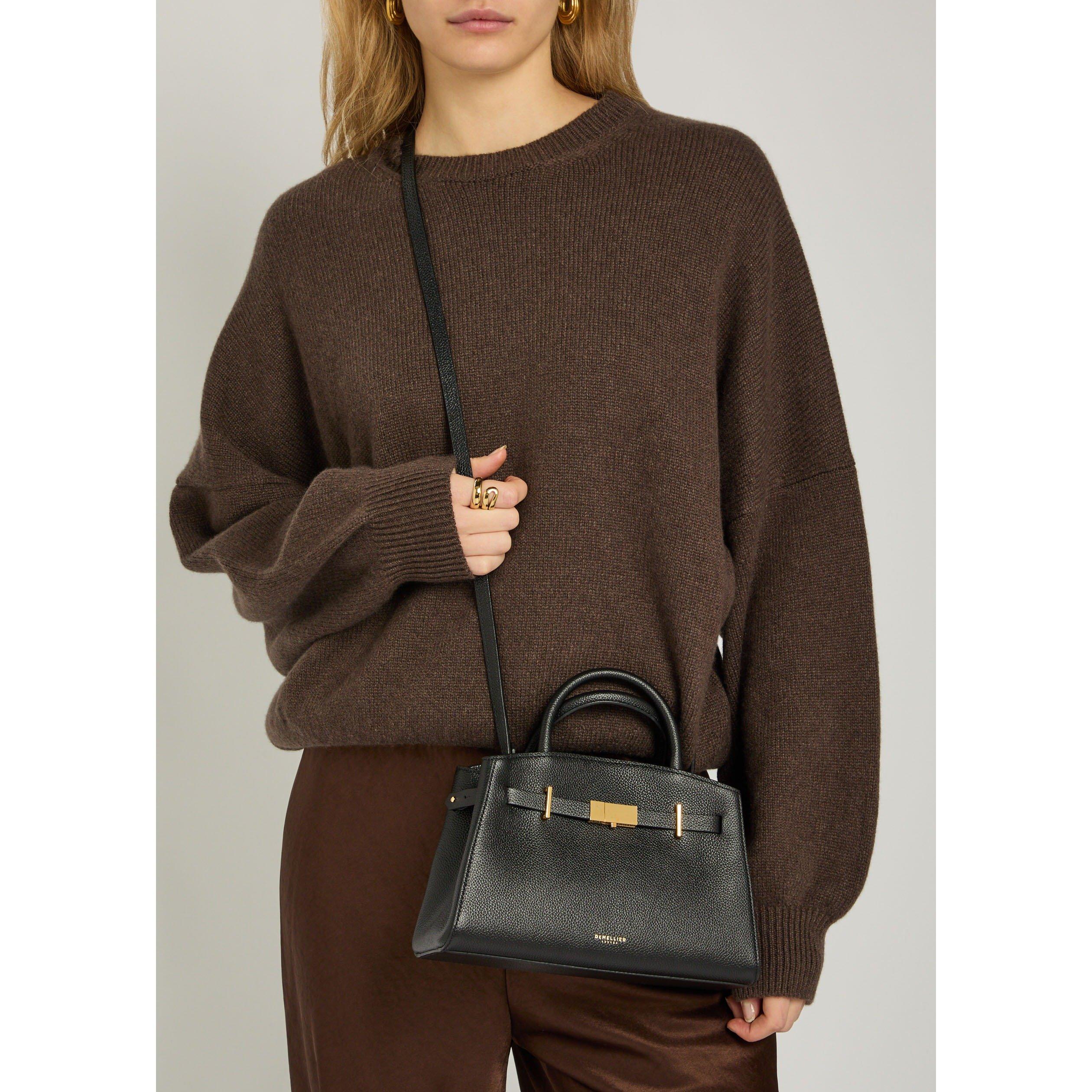 BLACK - DeMellier - Women's Small Hudson Leather Top Handle Bag - 6